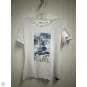 Modern Smart cotton material Top Short Sleeve Designer By Karl Lagerfeld In White, Size: Sp