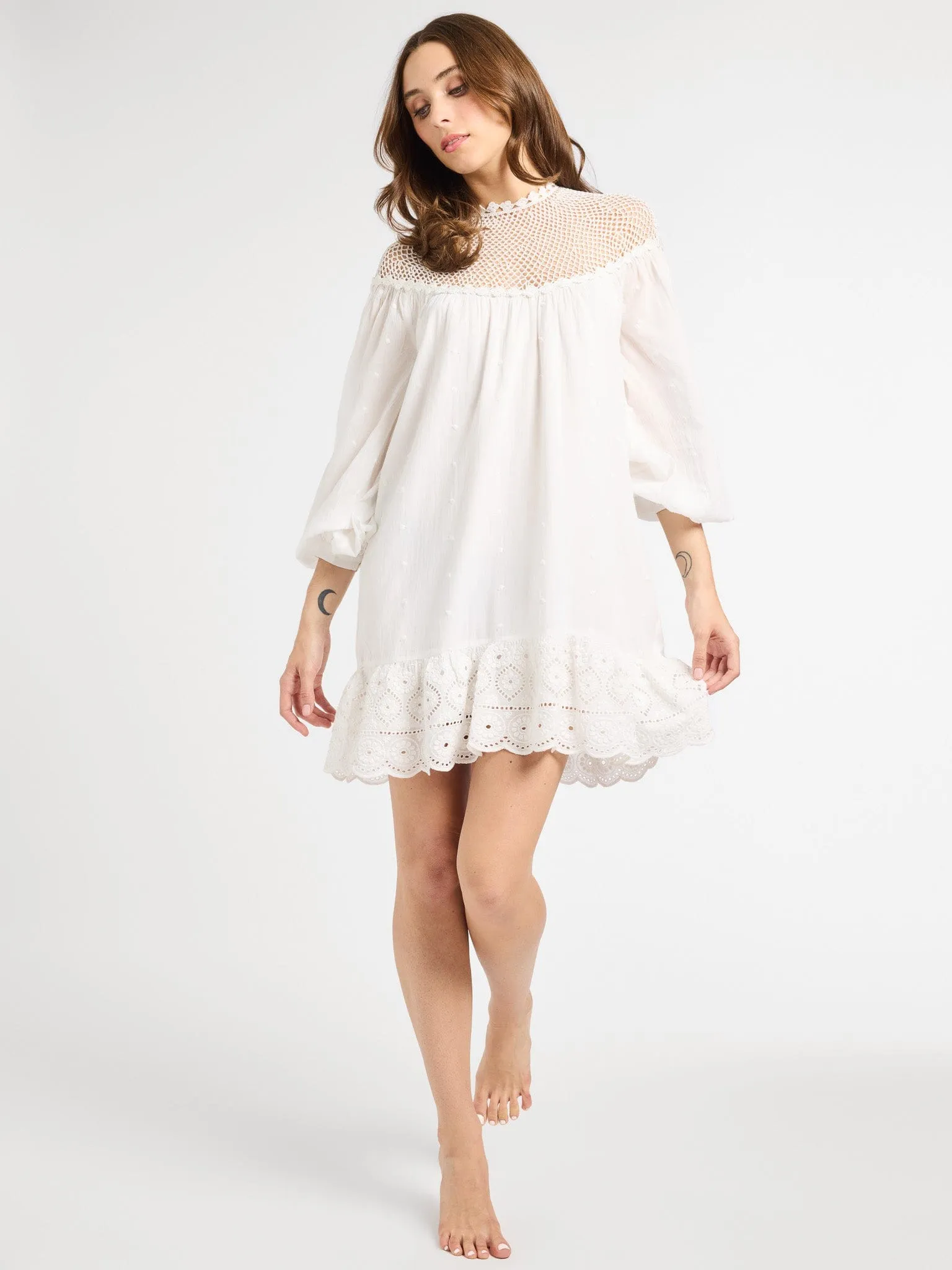 Perfect Shape Mirella Crochet Dress in White
