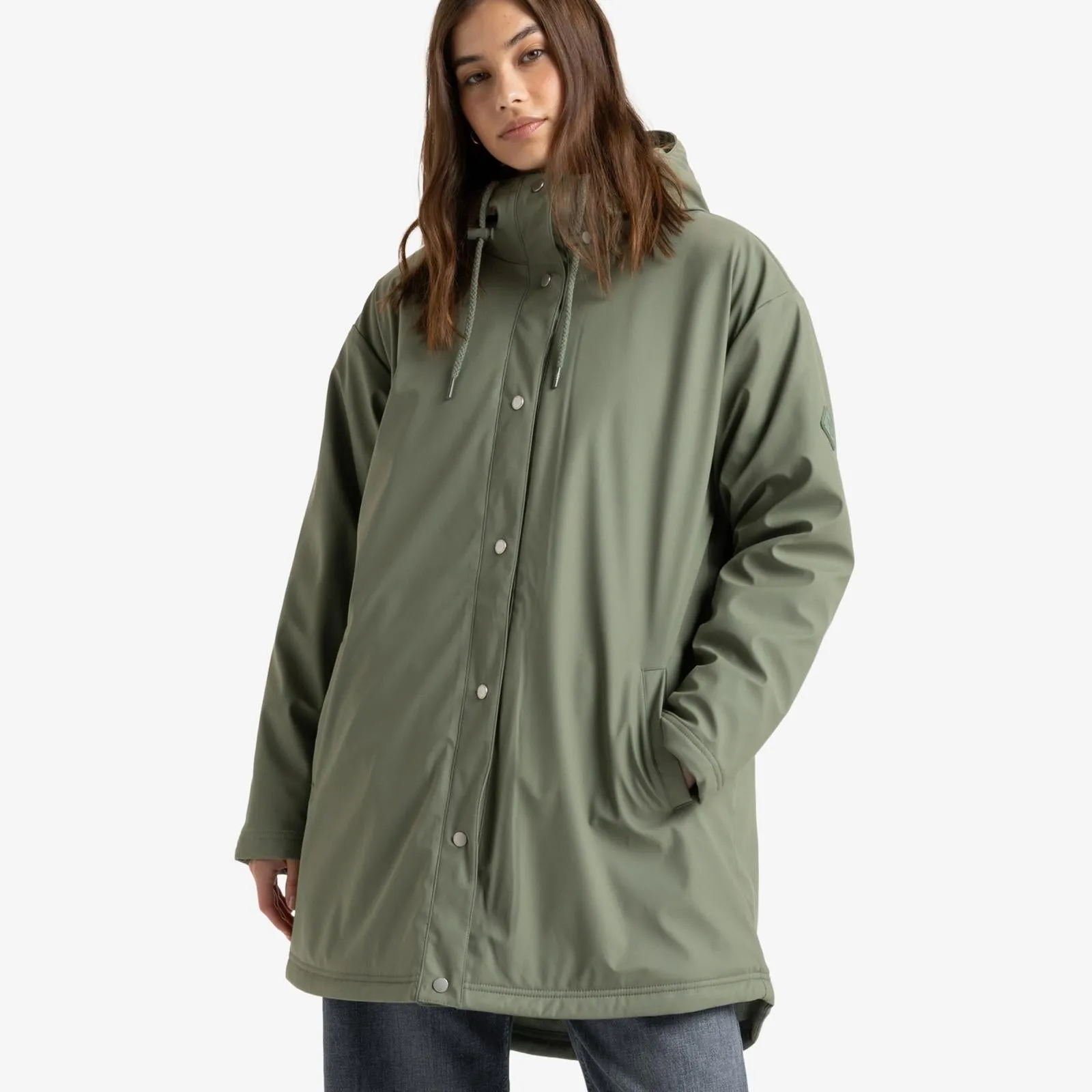 FullCoverageHood Active Daily Wear Roxy Womens Rain Road Waterproof Rain Jacket