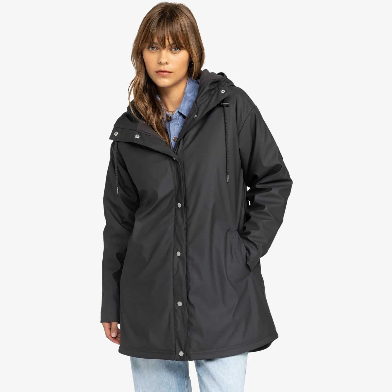 Roxy Womens Rain Road Waterproof Rain Jacket BondedZipperGuards