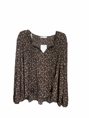 SweatAbsorbent Lightweight Weave Material Blouse Long Sleeve By Dr2 In Floral Print, Size: Xl
