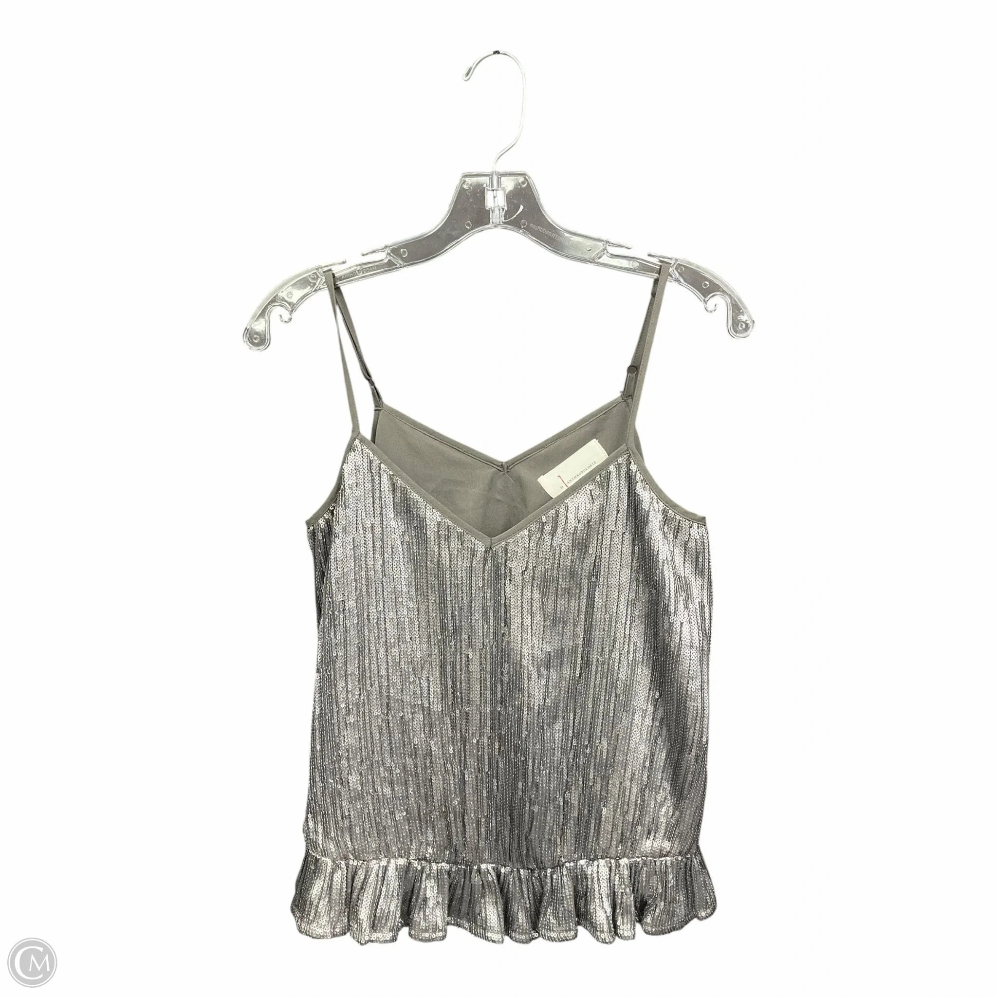 WideNeckline Top Sleeveless By Anthropologie In Silver, Size: 2