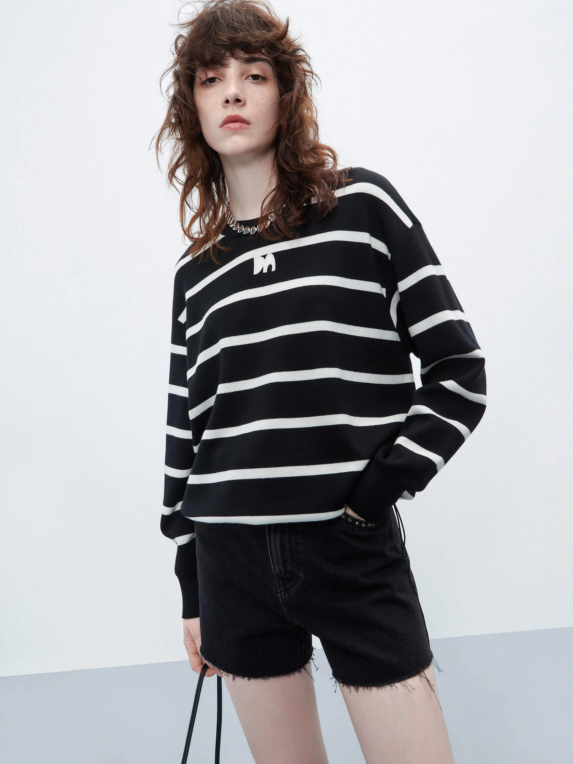Wicking Inner Layer Loose Fit Striped Sweater