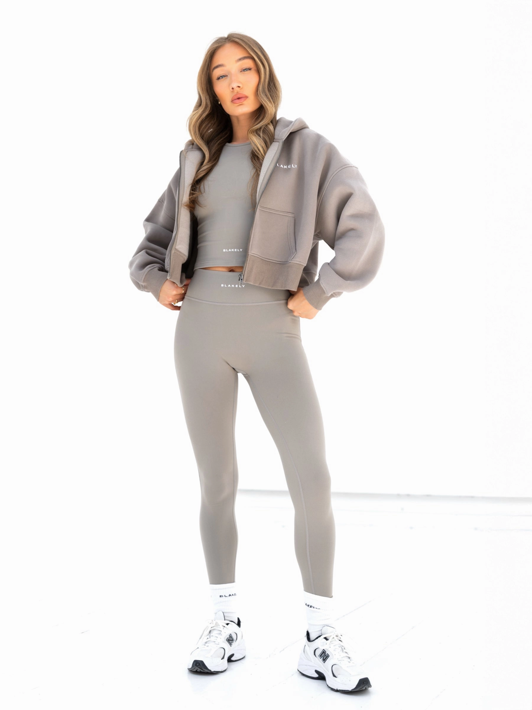 Seamless Shoulder Blakely Full Zip Hoodie - Neutral Grey