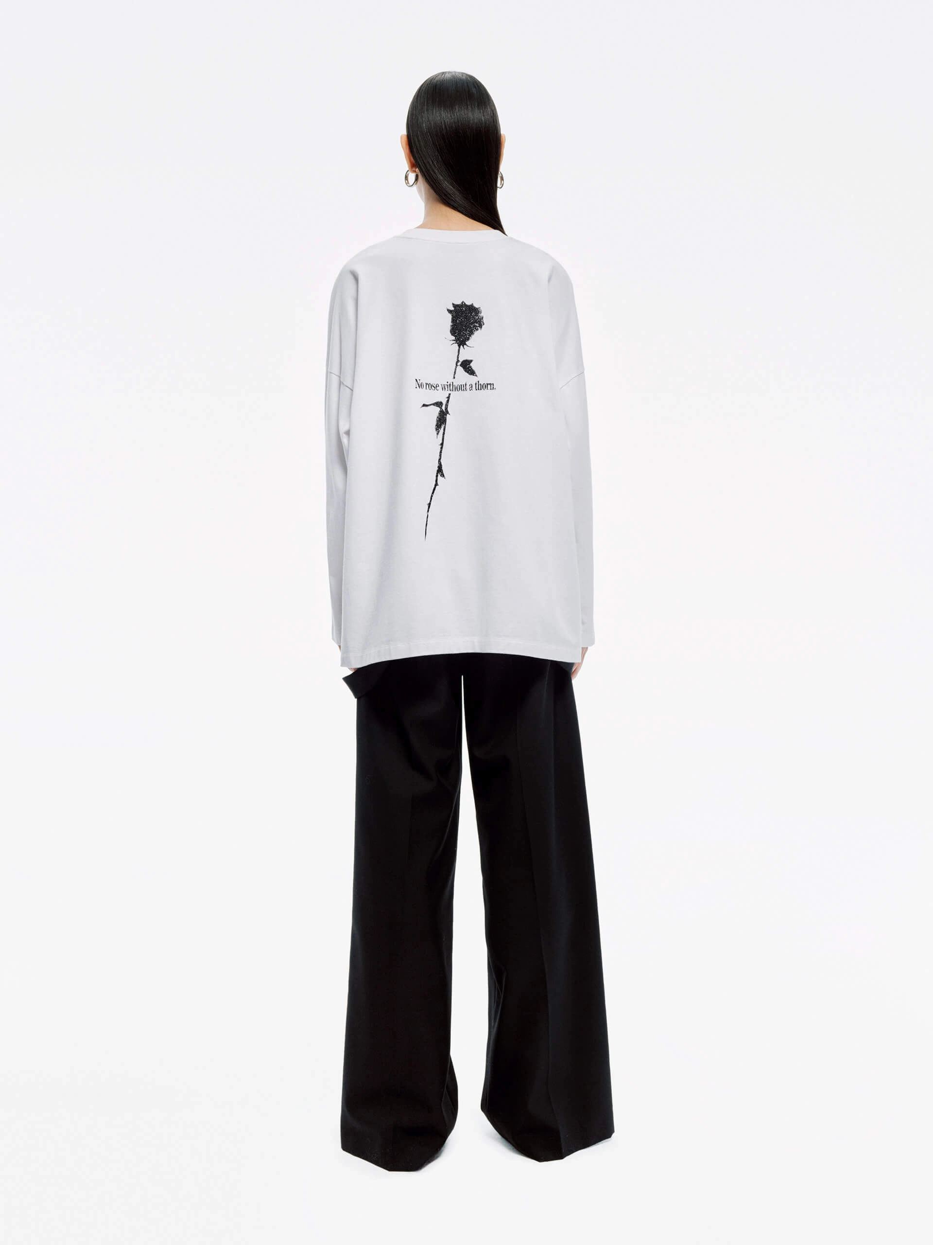 Thermoactive Material Drop Shoulder Rose T-shirt