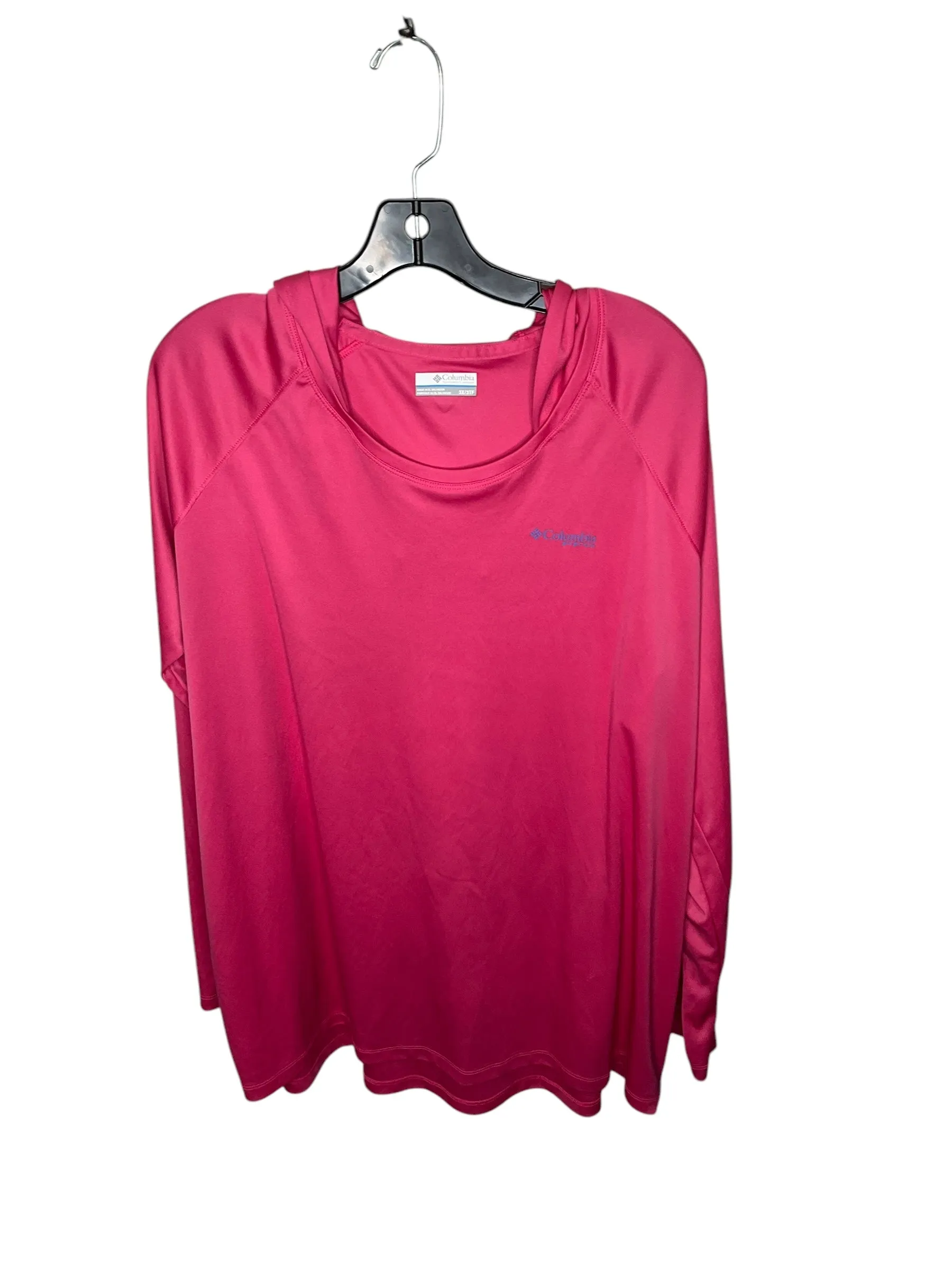 ComfortStretch AdjustableCuffs Athletic Top Long Sleeve Hoodie By Columbia In Pink, Size: 3x