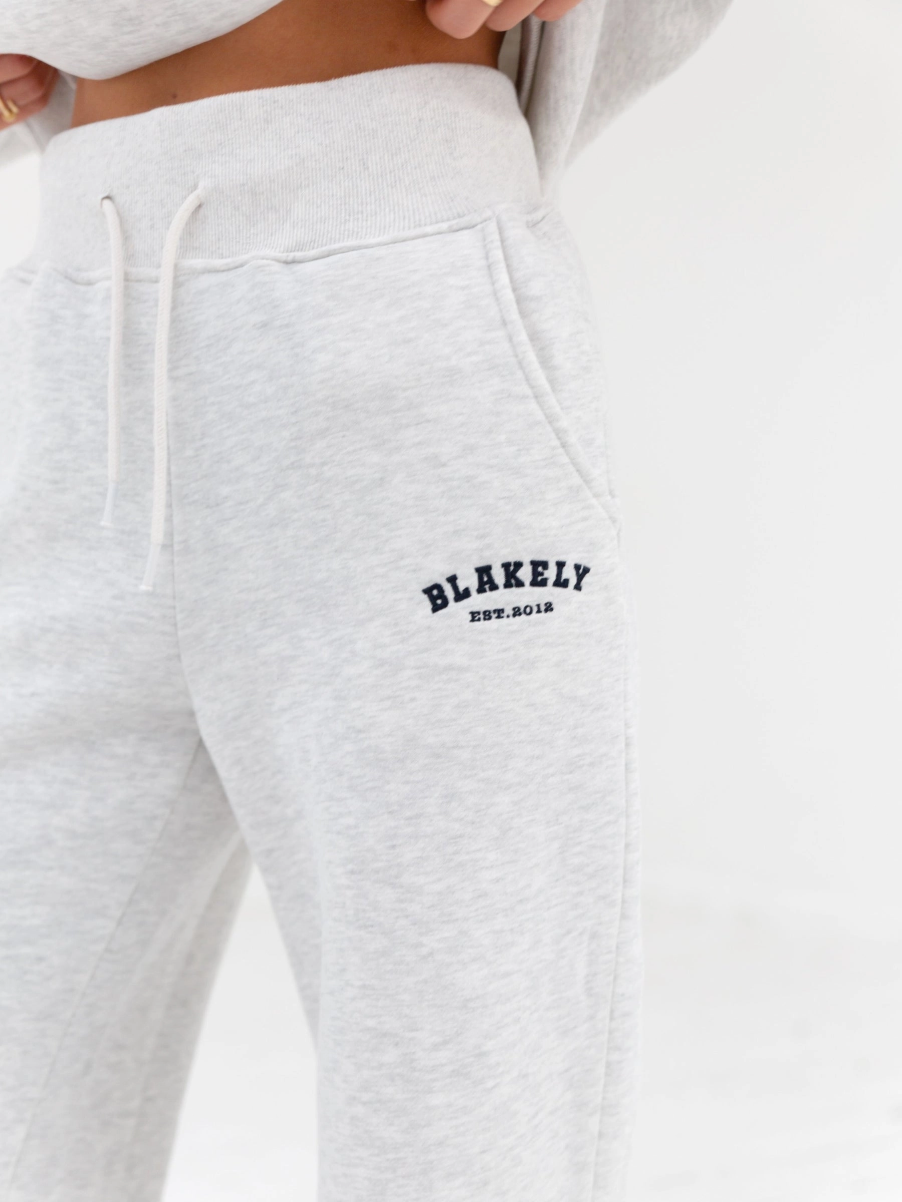 Bonded Seam Technology Varsity Wide Leg Sweatpants - Marl White