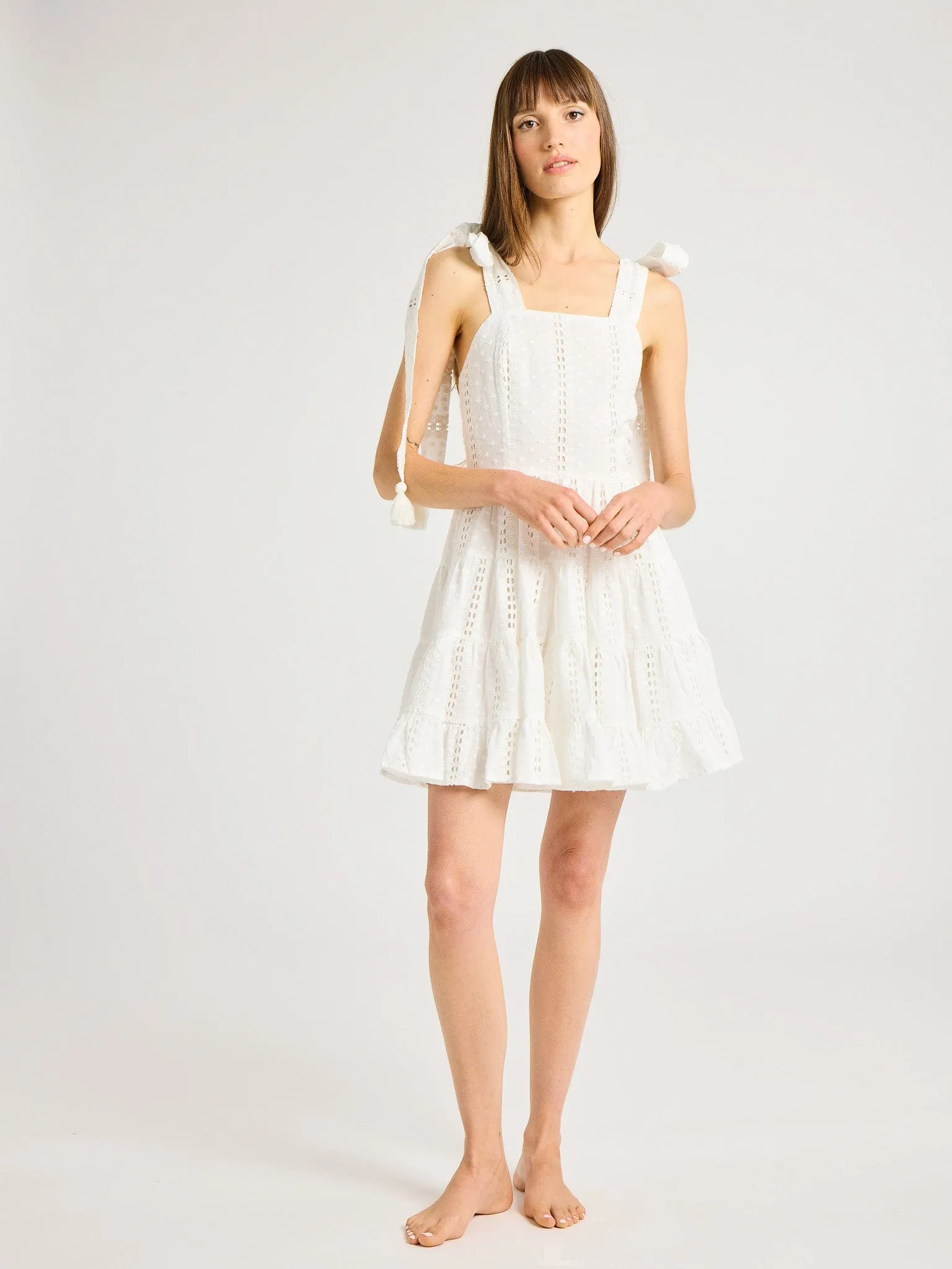 Molly Dress in White Eyelet Office Cool