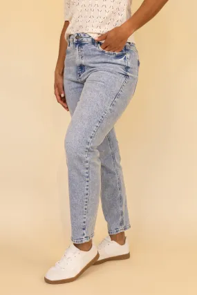 luxe feel Soft Structure Moni Light Blue Washed High Waisted Jeans