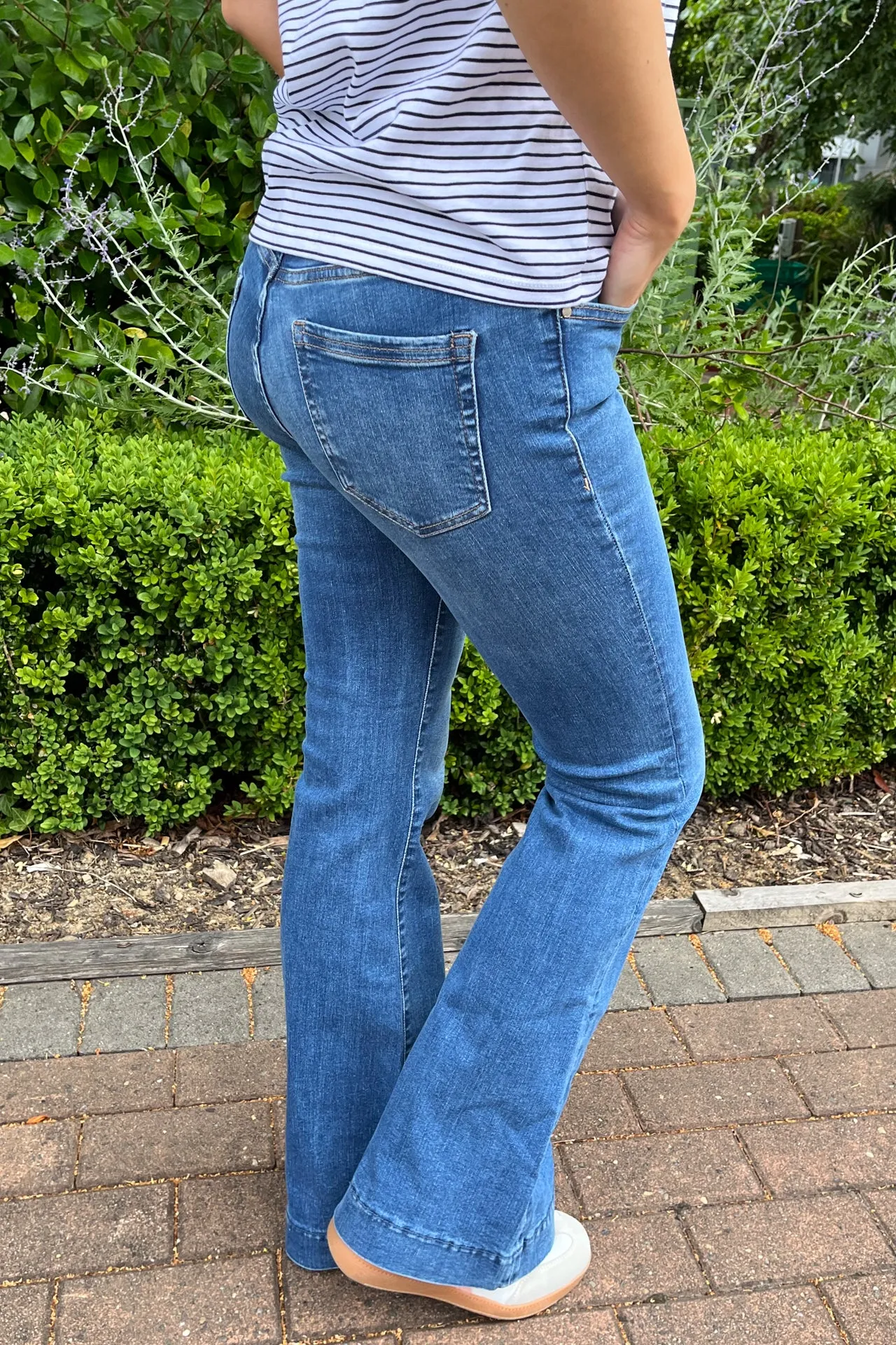 Blush Mid Rise Medium Blue Denim Jeans High Quality Material