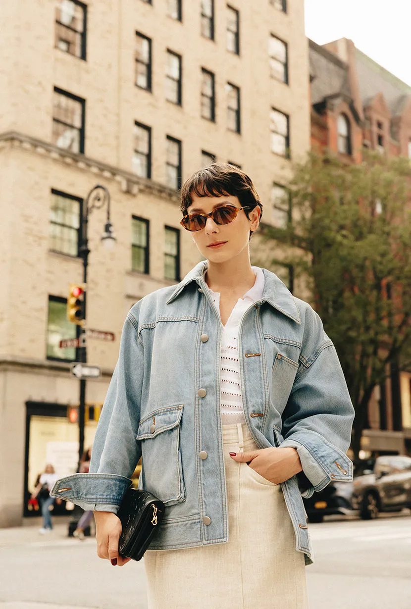 Soft Interior Brushing Moxie Denim Jacket - Light Indigo