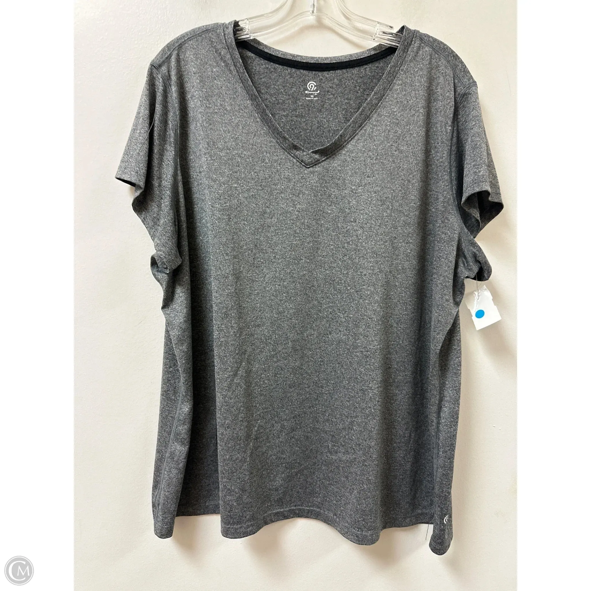 Athletic Top Short Sleeve By Champion In Grey, Size: 3x Durable Reinforced Shoulders Four Way Stretch