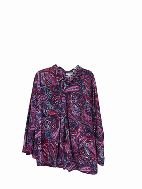 Multi-colored Blouse Long Sleeve Clothes Mentor, Size 3x Ergonomic Pattern Design