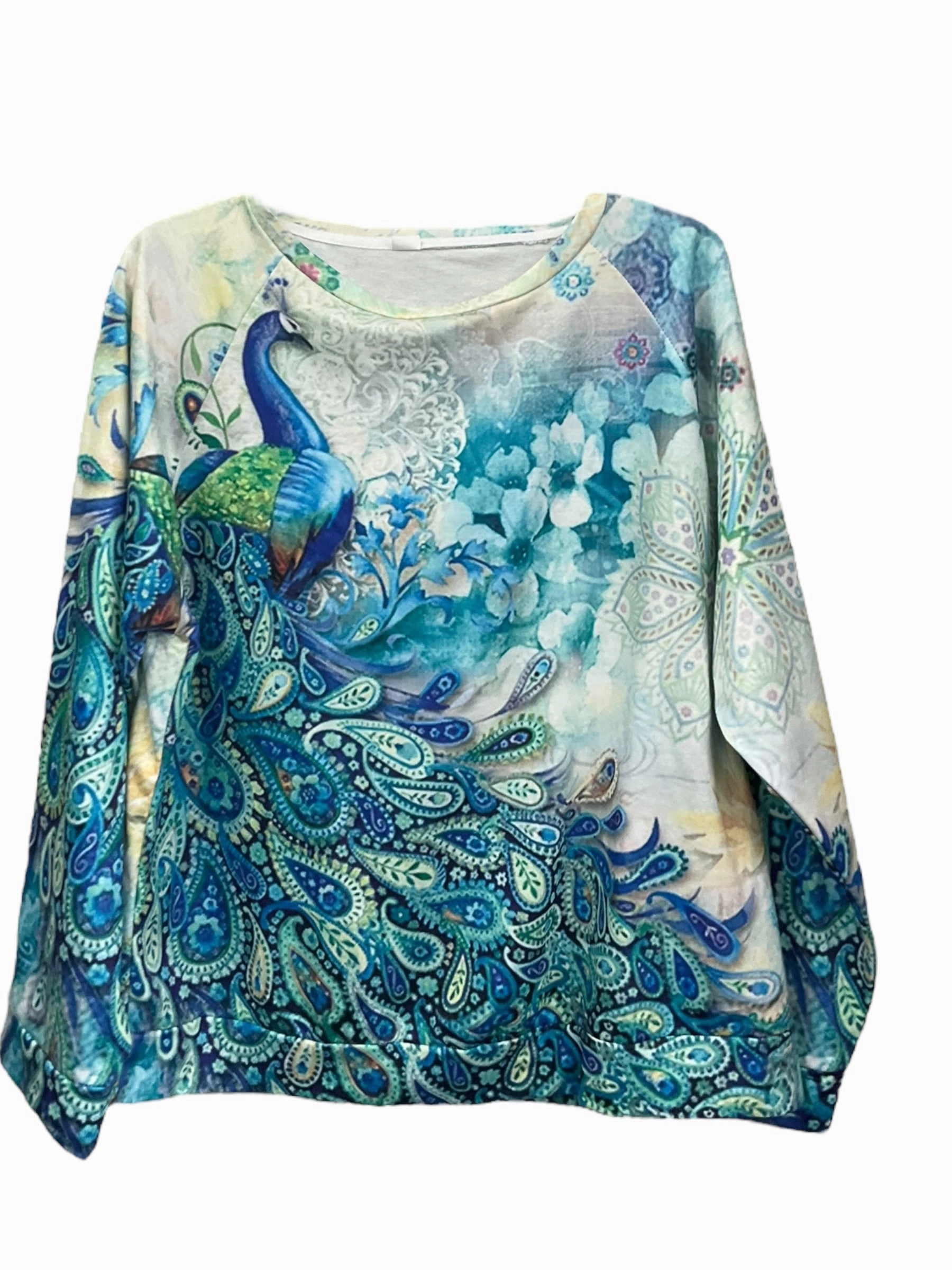 Light Reflective Printing FlexibleElasticatedEdging Multi-colored Top Long Sleeve Clothes Mentor, Size L