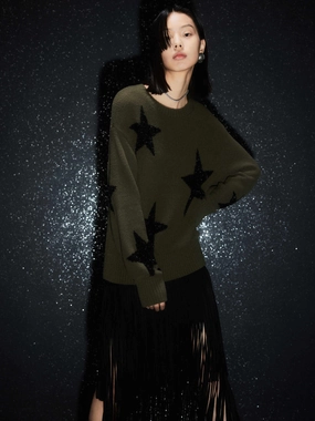 Snag Resistant Surface Chafe Free Lining Star Pattern Loose Sweater