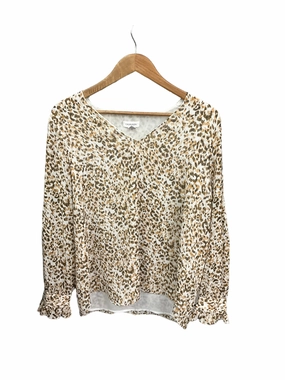 Reflective Trim SmoothZipper Blouse Long Sleeve By Calvin Klein  Size: L