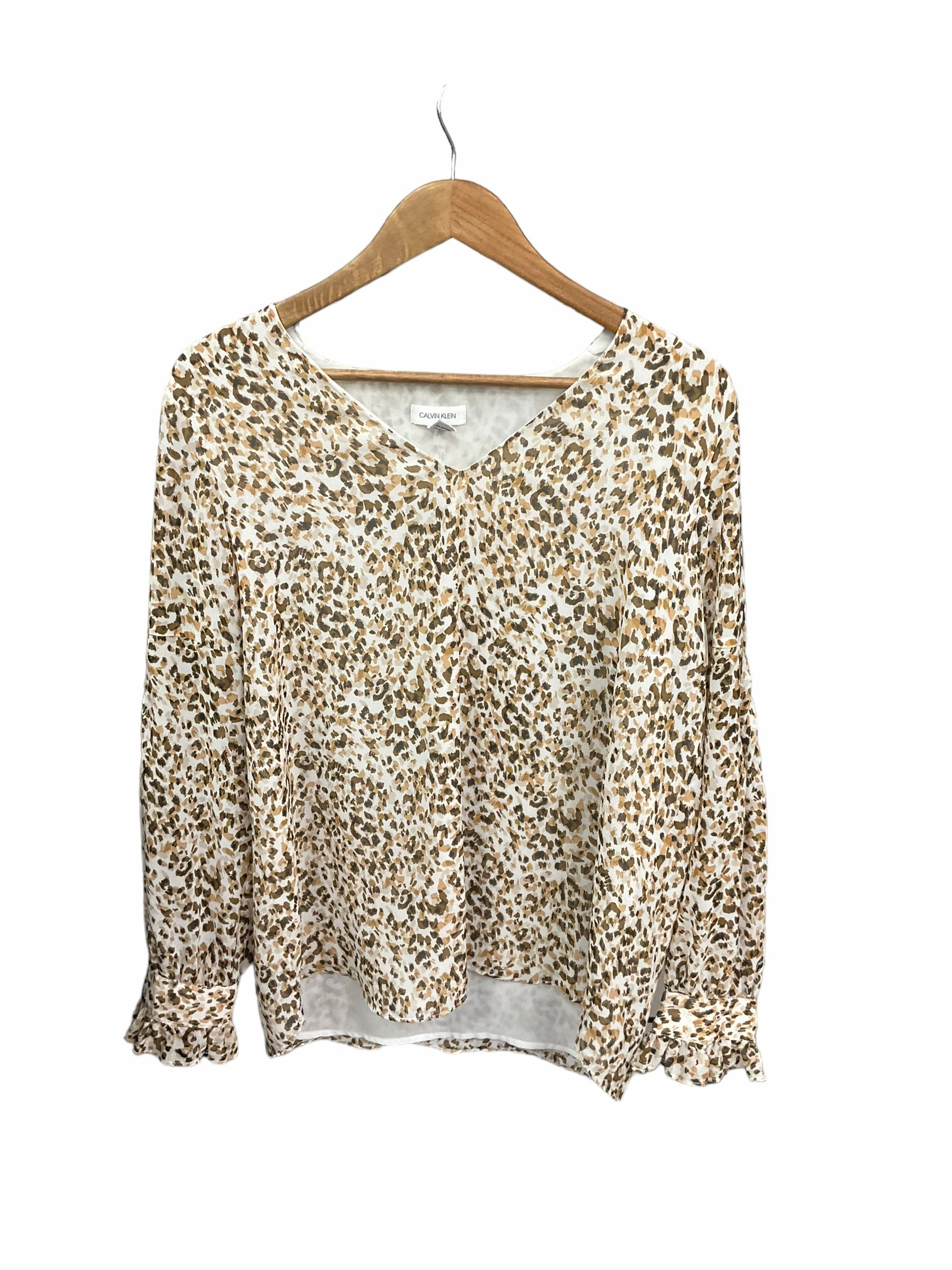 Reflective Trim SmoothZipper Blouse Long Sleeve By Calvin Klein  Size: L