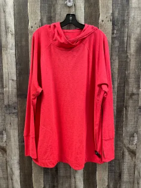 Anti Pill Finish Athletic Top Long Sleeve Hoodie By Tek Gear In Coral, Size: 2x