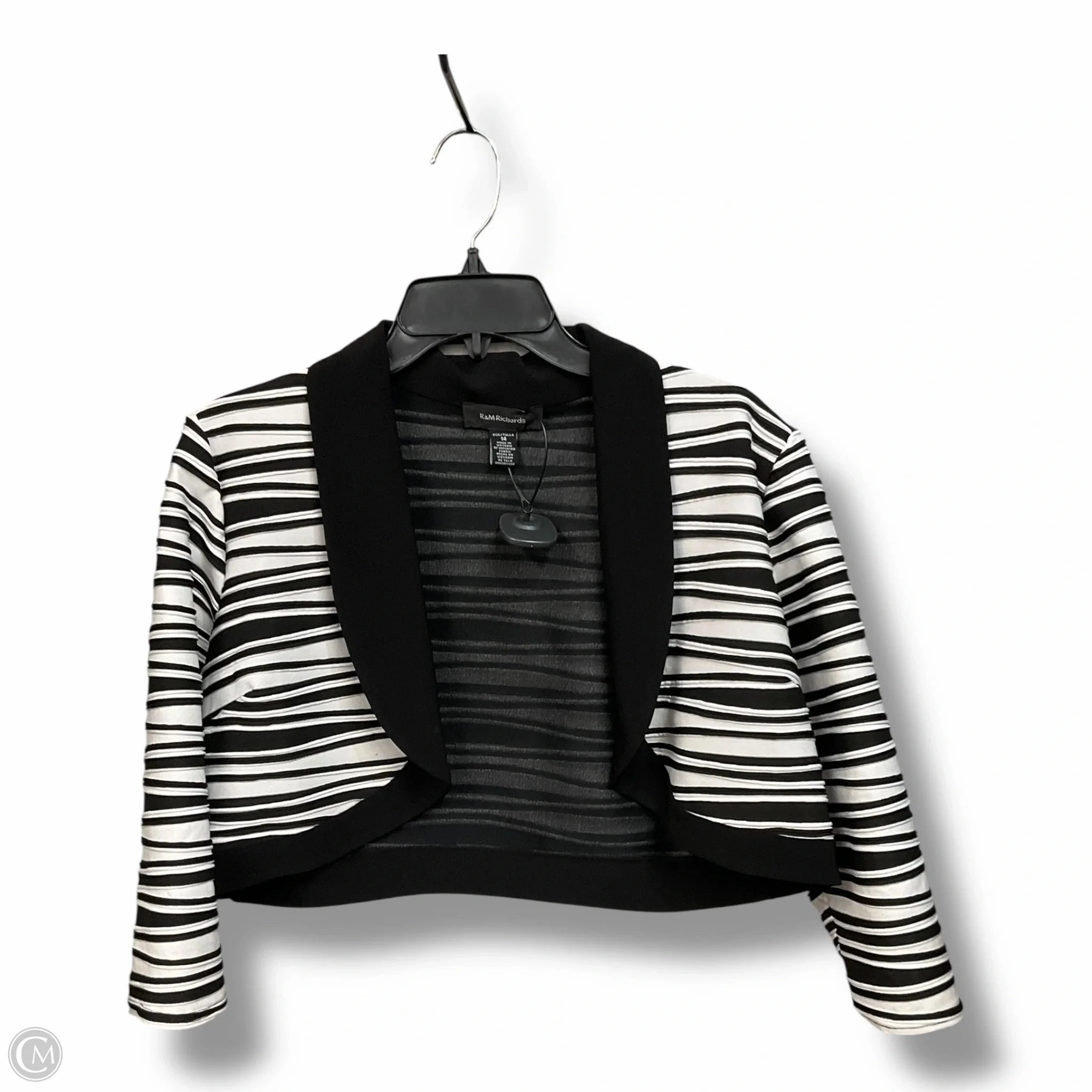 Hypoallergenic Lining EcoCertified Material Bolero By R And M Richards In Black & White, Size: Xl