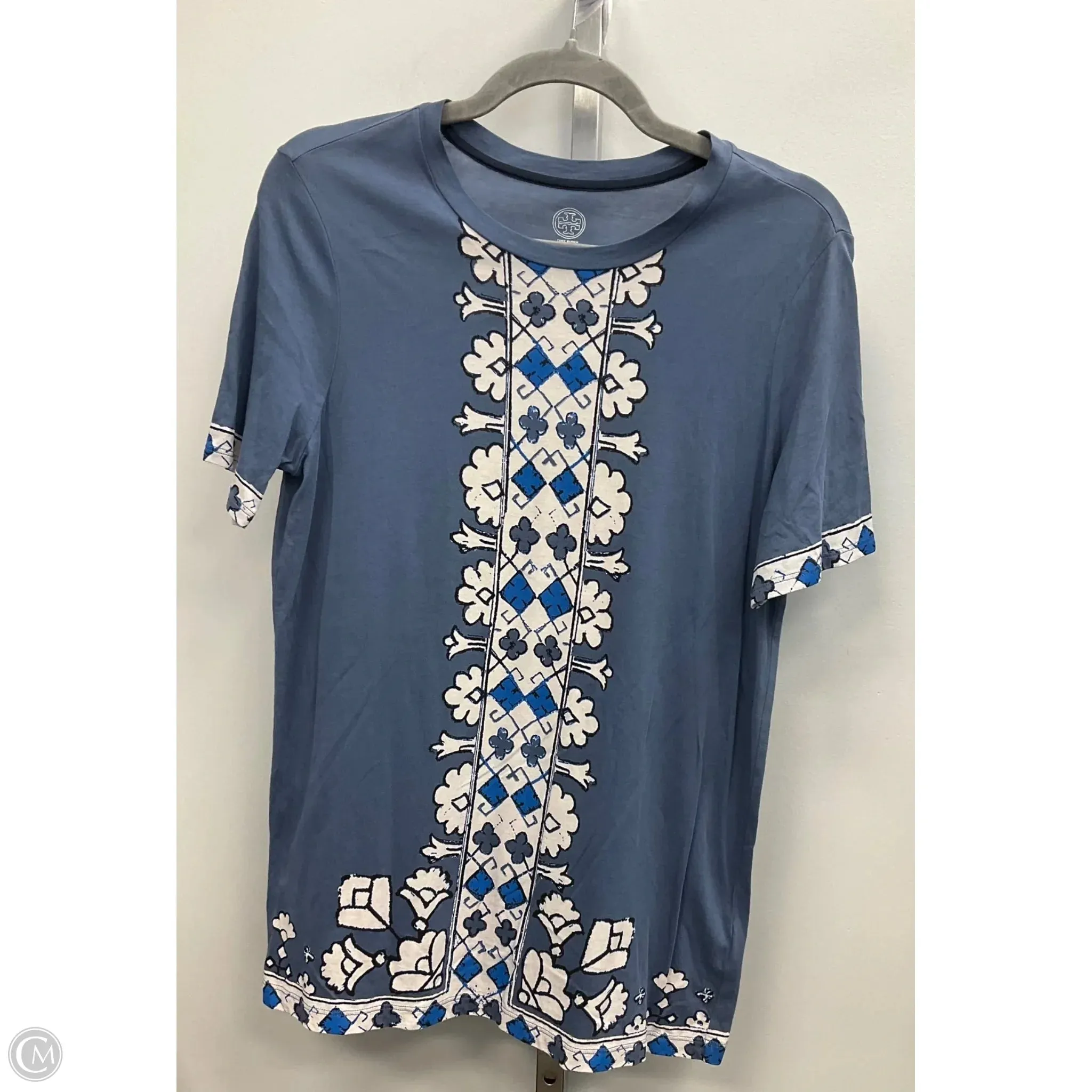 Active Design Wear AllDay Comfort Top Short Sleeve Designer By Tory Burch In Blue, Size: S