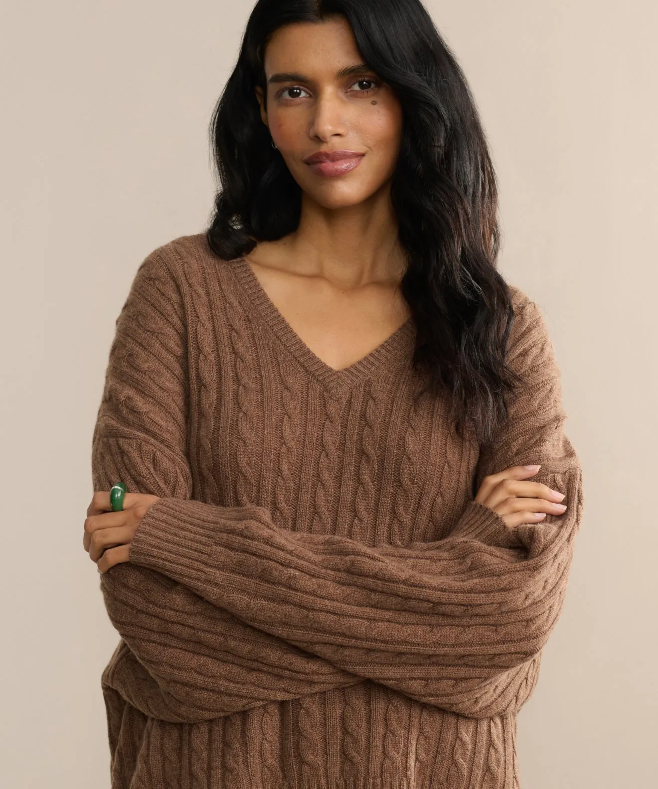 Nell V-Neck Sweater Simple Knit