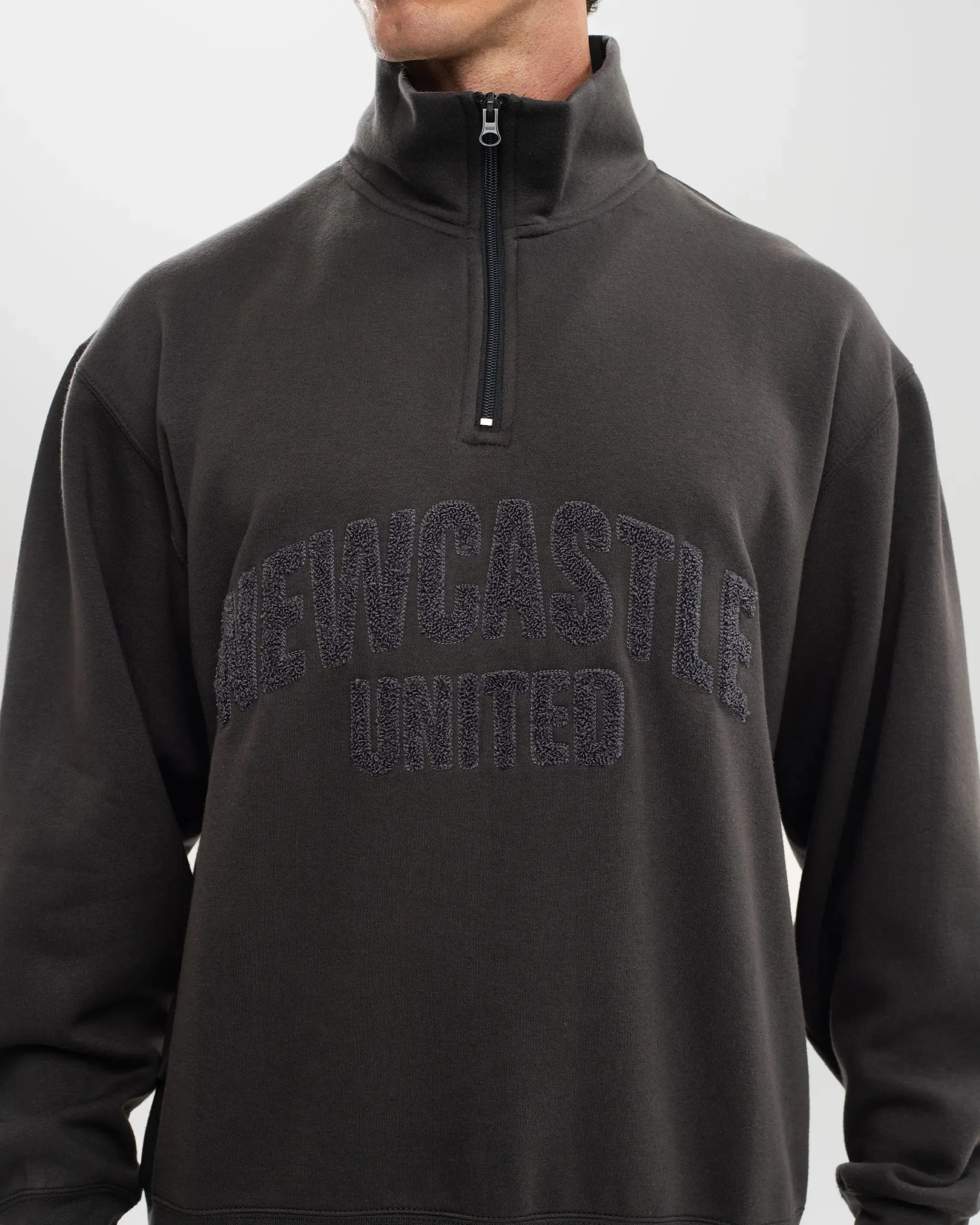 Newcastle United 1/4 Zip Tonal Sweater Roomy Waist Soft Texture