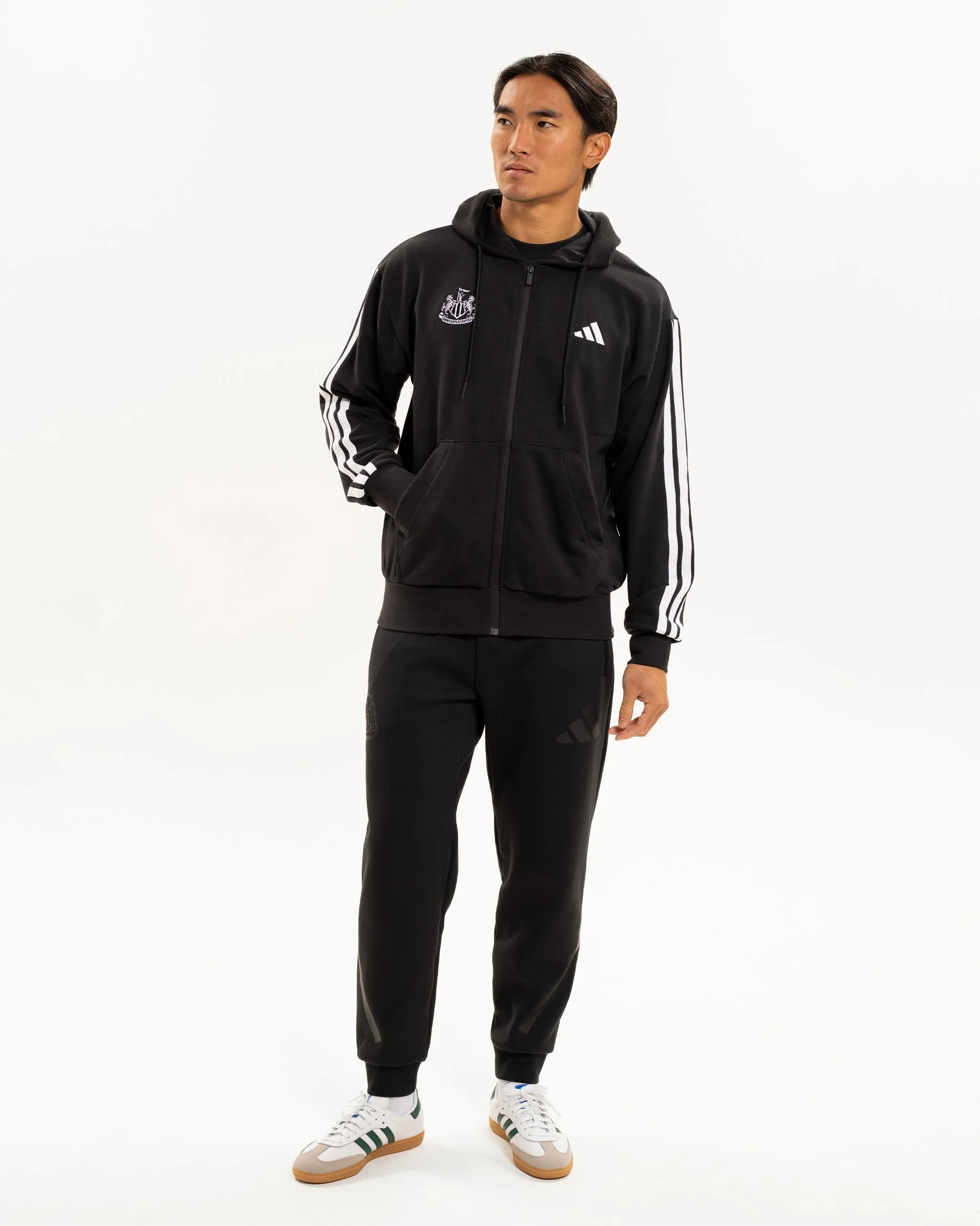 Newcastle United adidas Men's 3-Stripe Black Full Zip Hoodie Versatile Design