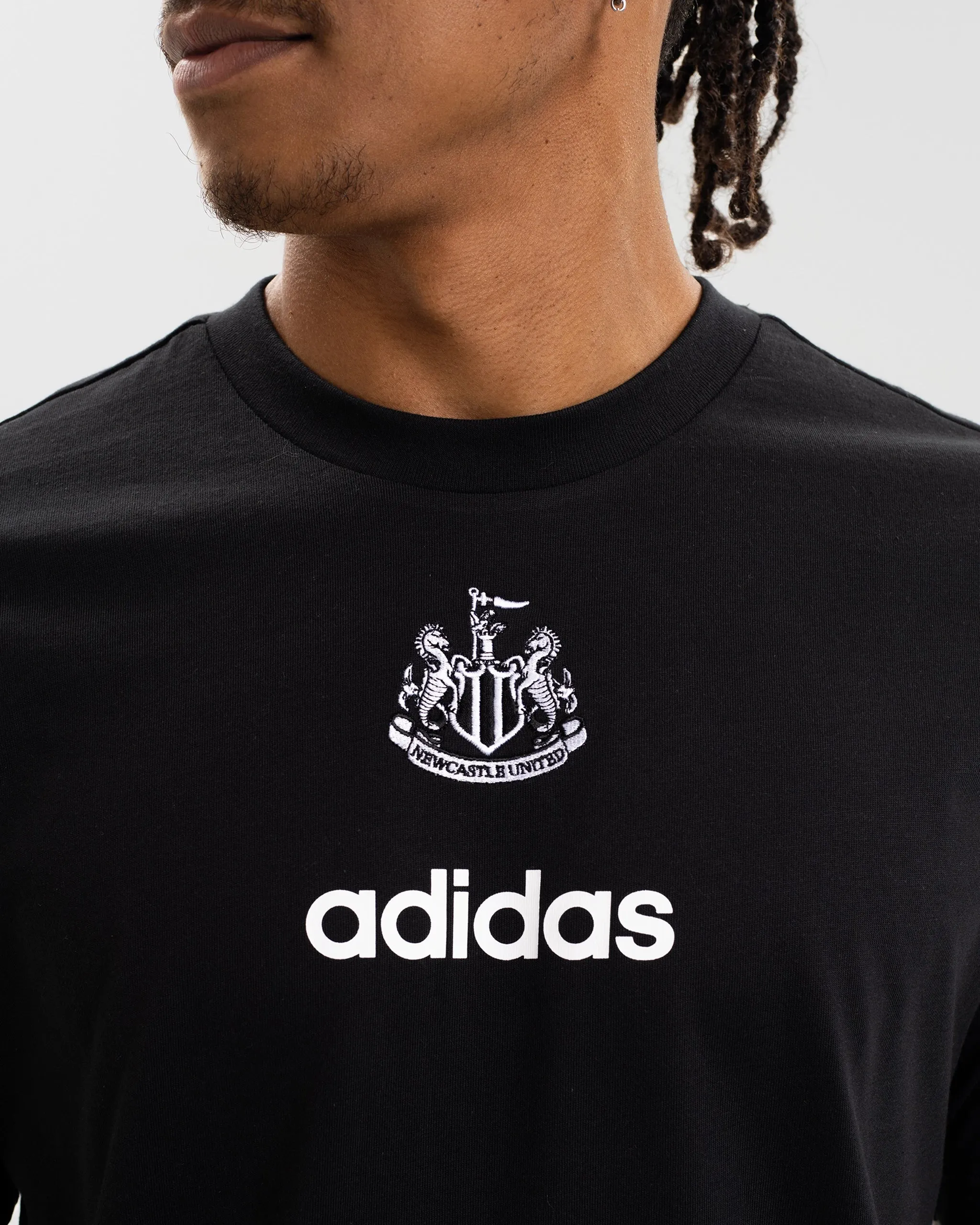 Newcastle United adidas Men's Black Tee Lightweight Comfort Wear Urban Style