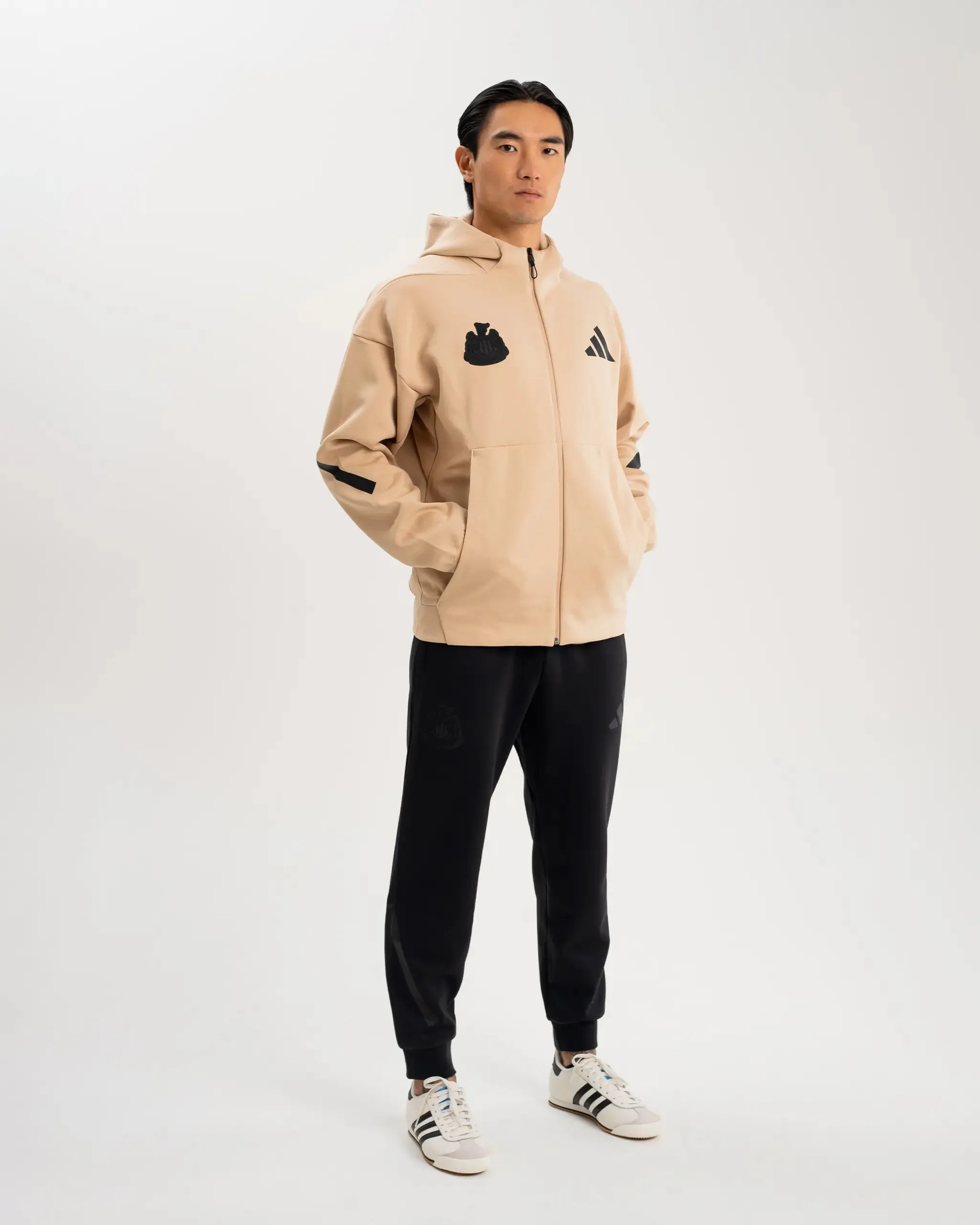 Newcastle United adidas Men's Z.N.E. Beige Full Zip Hoodie Quick Comfort Design Snug Layers