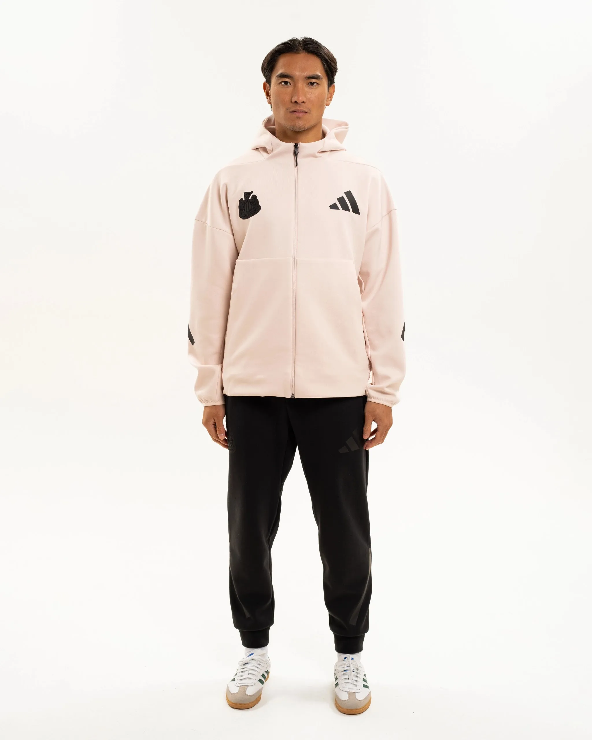 Layered Look Newcastle United adidas Men's Z.N.E. Pink Full Zip Hoodie