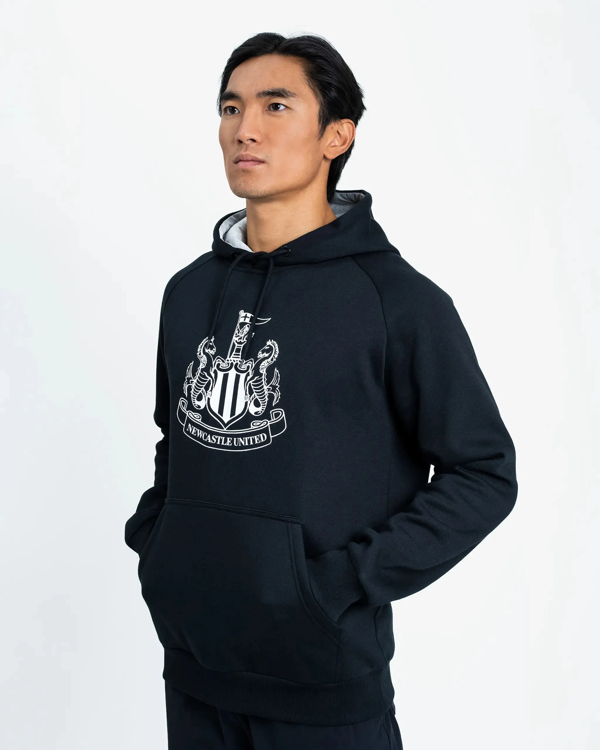Recycled Fiber Newcastle United Men's Black Raglan Hoodie
