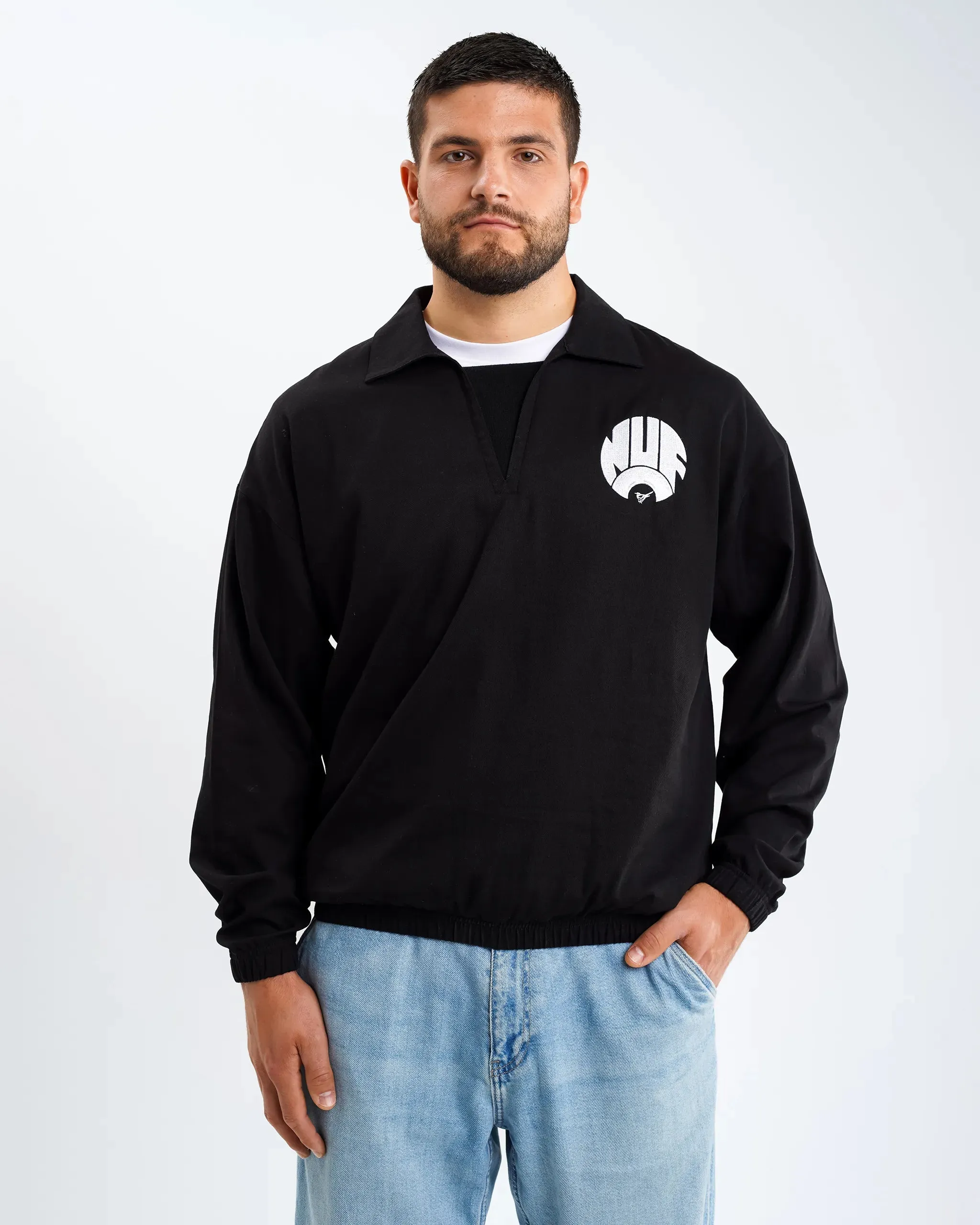 Newcastle United Men's Black Retro Cotton Drill Top Eco Friendly Material AntiStatic Lining