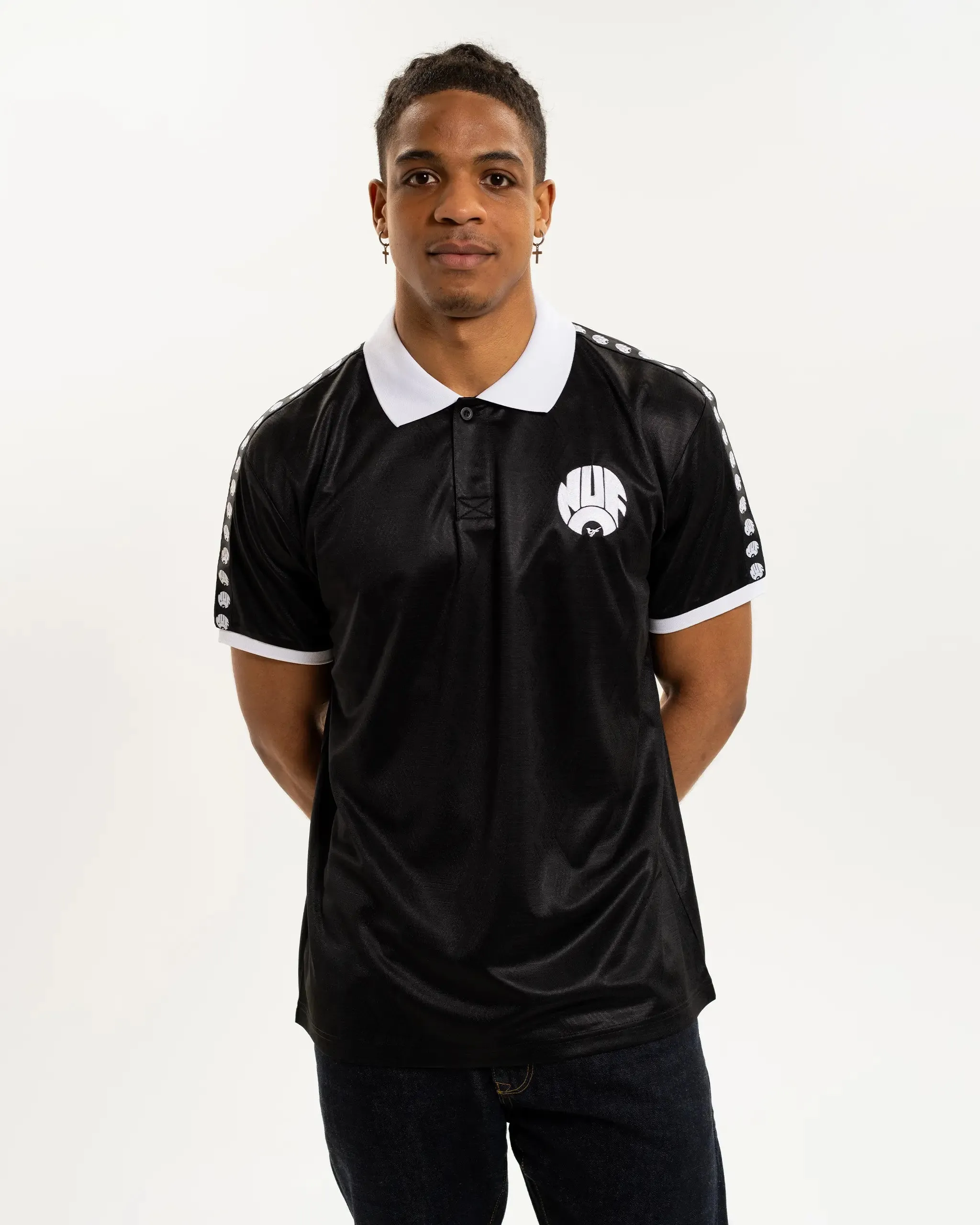 Soft and Stylish Newcastle United Men's Black Tape Polo Shirt