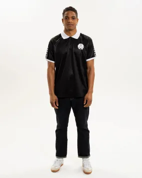 Newcastle United Men's Black Tape Polo Shirt V neck elegance