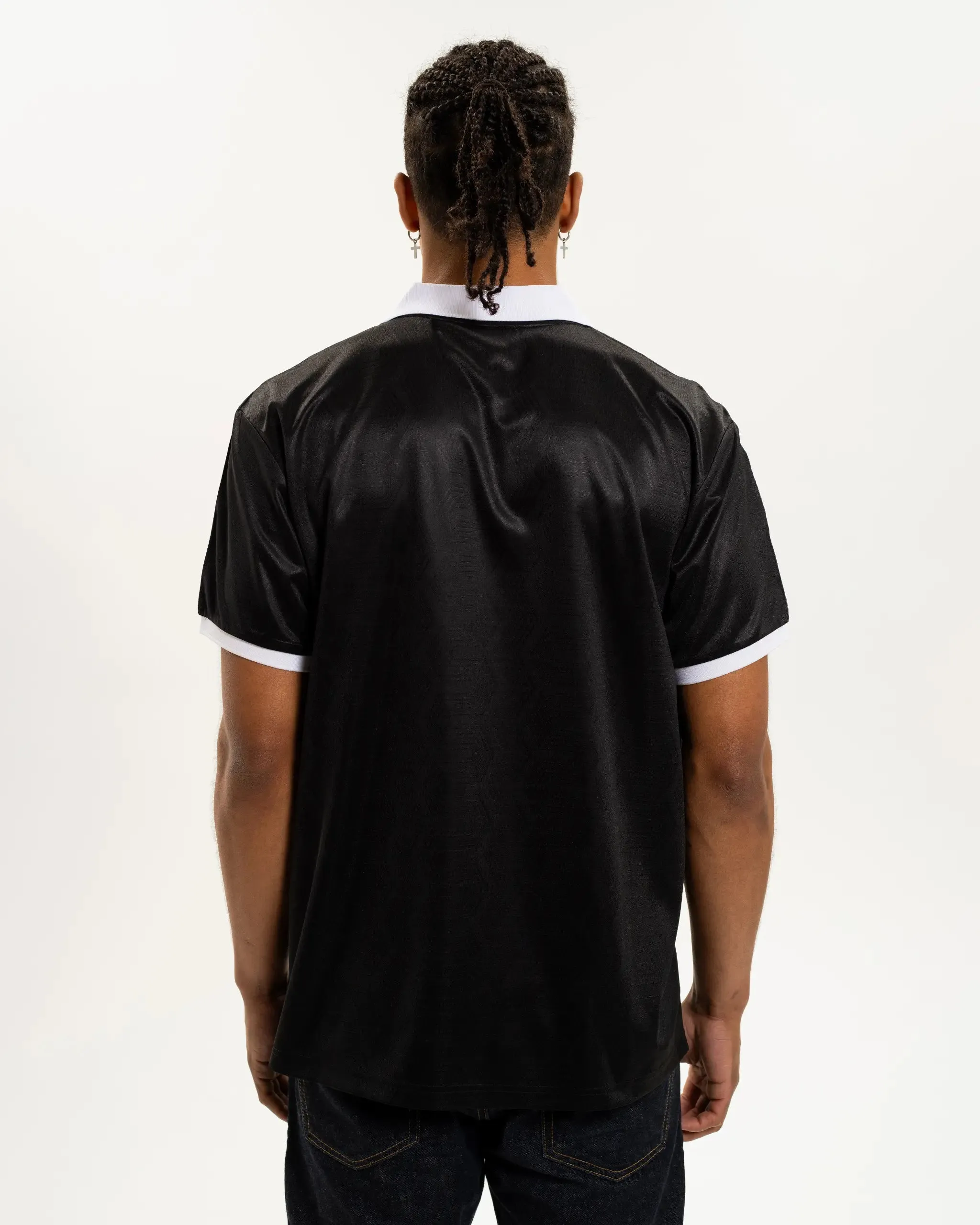 Newcastle United Men's Black Tape Polo Shirt Soft Layers