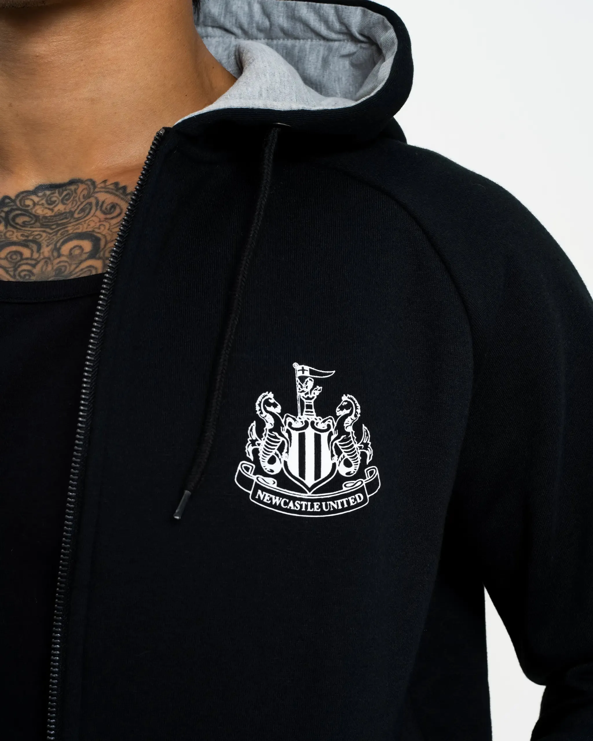 Layered Knit Newcastle United Men's Black Terrace Full Zip Hoodie