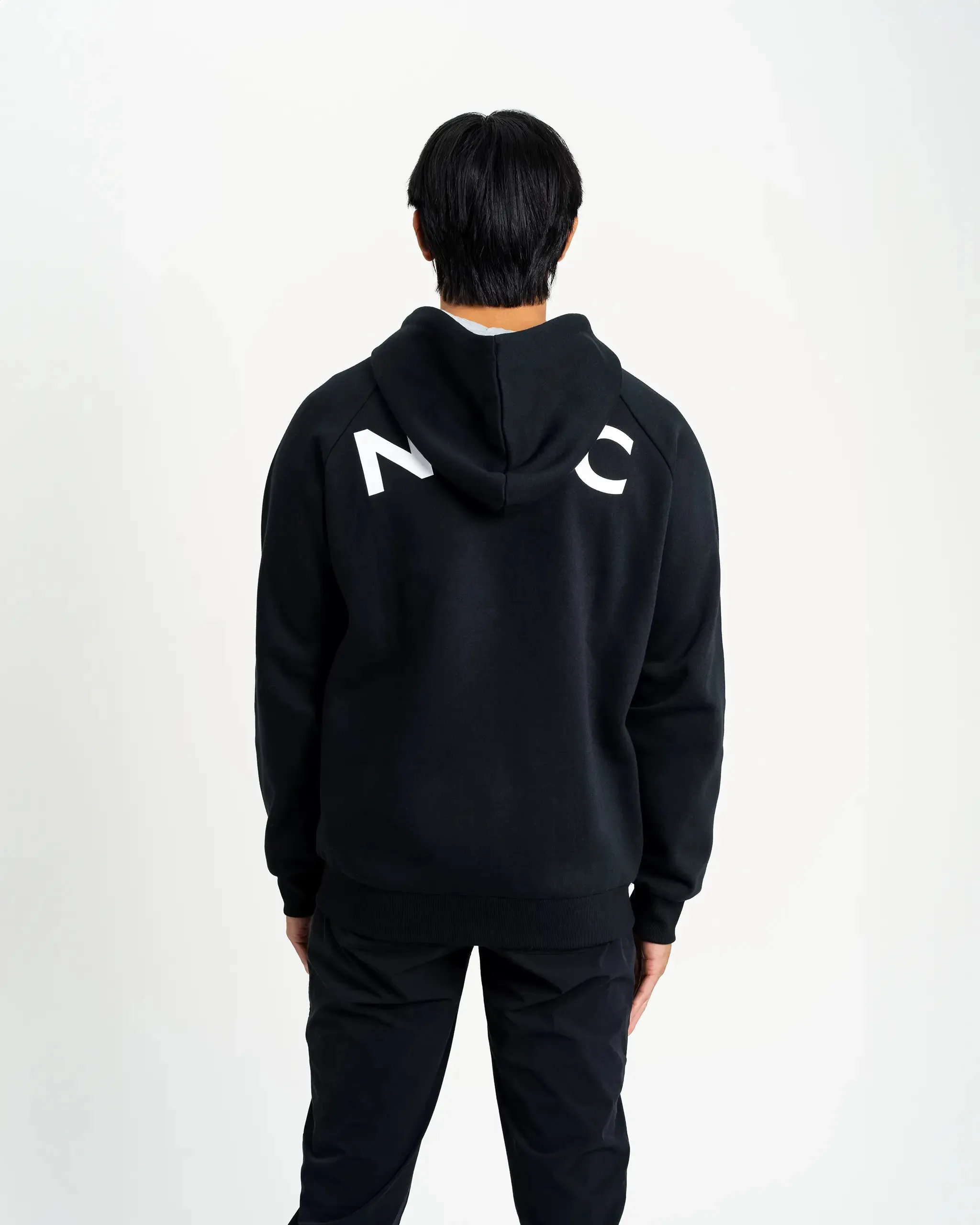 Newcastle United Men's Black Terrace Full Zip Hoodie Ribbed Hem Flexible Fit
