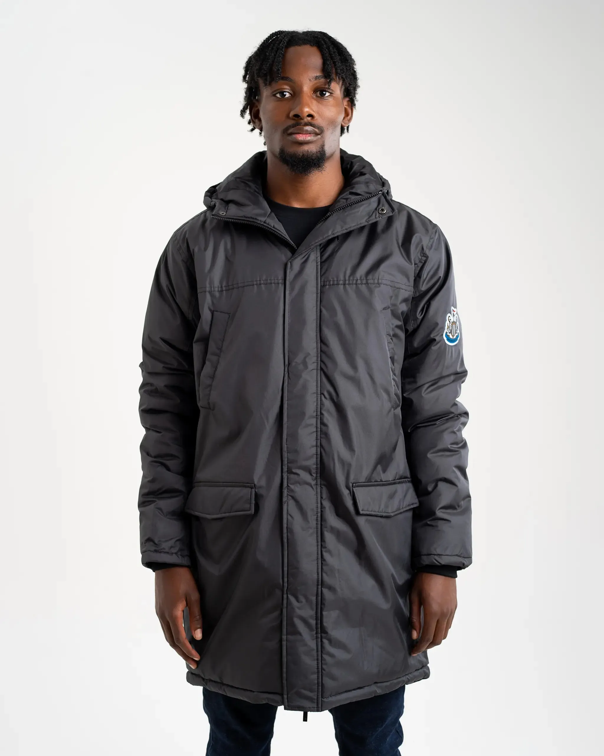Newcastle United Men's Black Terrace Long Jacket Adjustable Drawstring Waist
