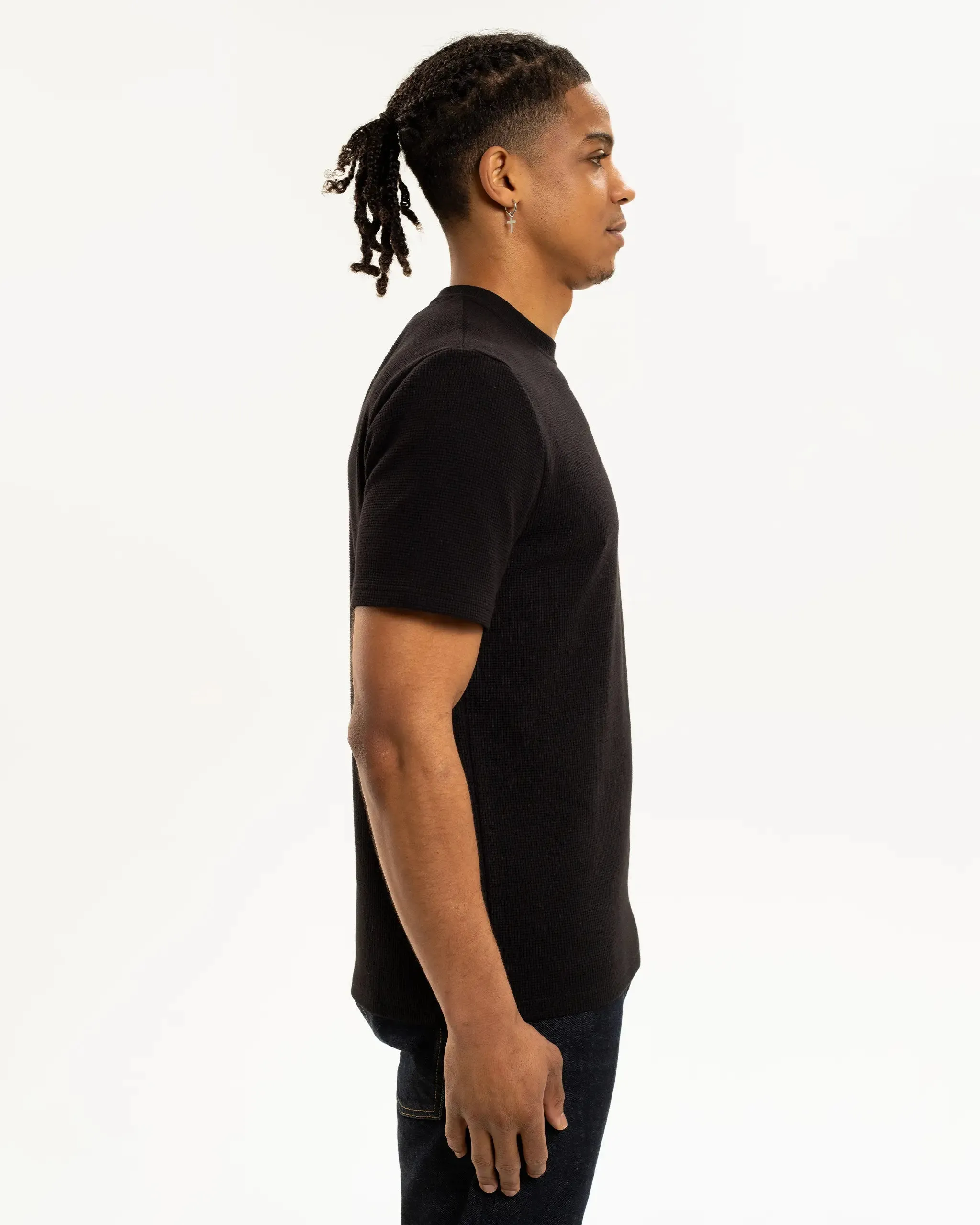 Newcastle United Men's Black Waffle T-Shirt Heat Transfer Printing Regular Fit