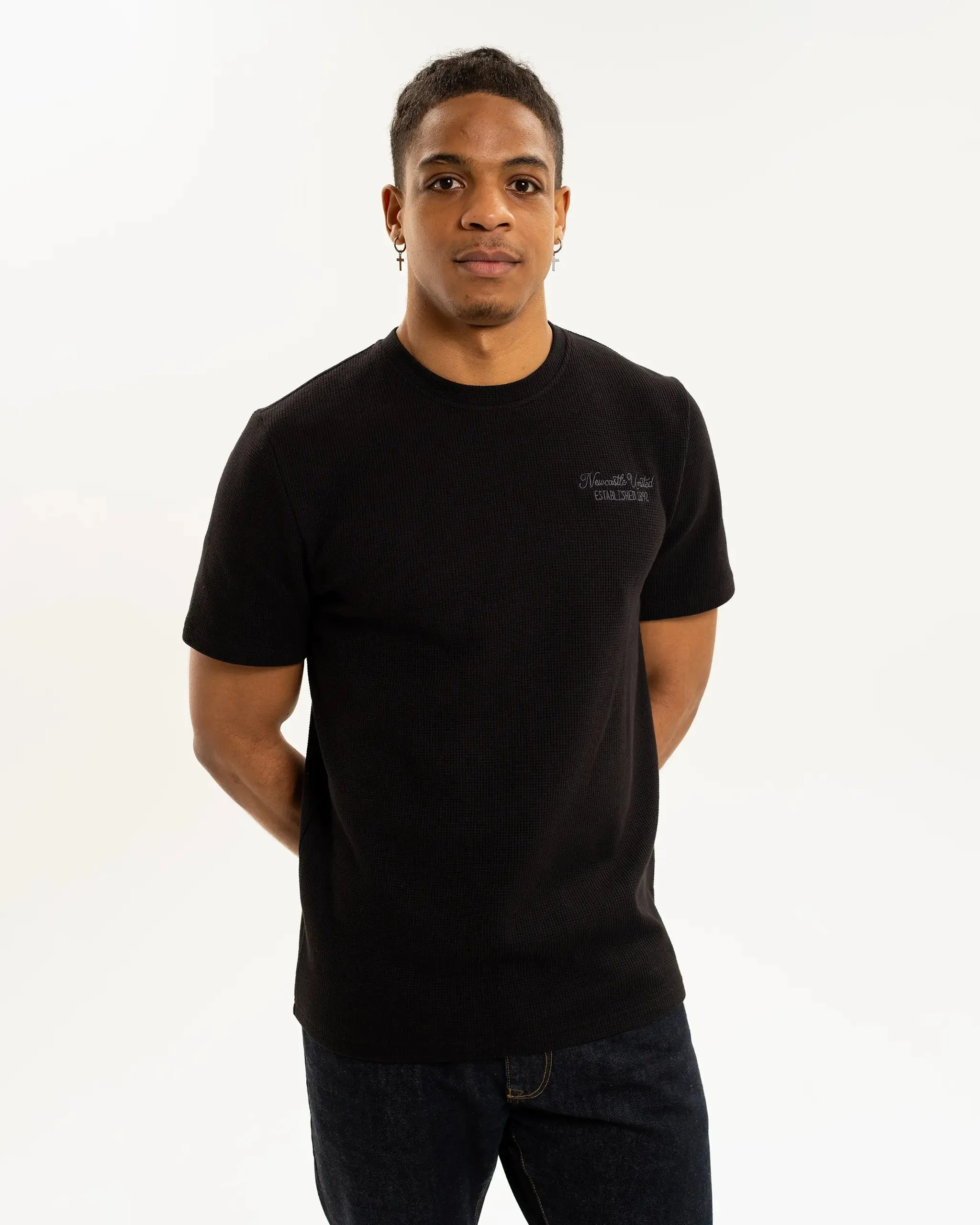 UVProtectionFinish Anti Perspiration Lining Newcastle United Men's Black Waffle T-Shirt