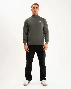 Newcastle United Men's Charcoal Cotton Half Zip Knitted Sweater Ultimate Layering Thermal Insulation Design
