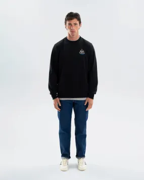 Cozy Fabric Relaxed Layers Newcastle United Men's Essentials Range Black Crew Neck Sweater