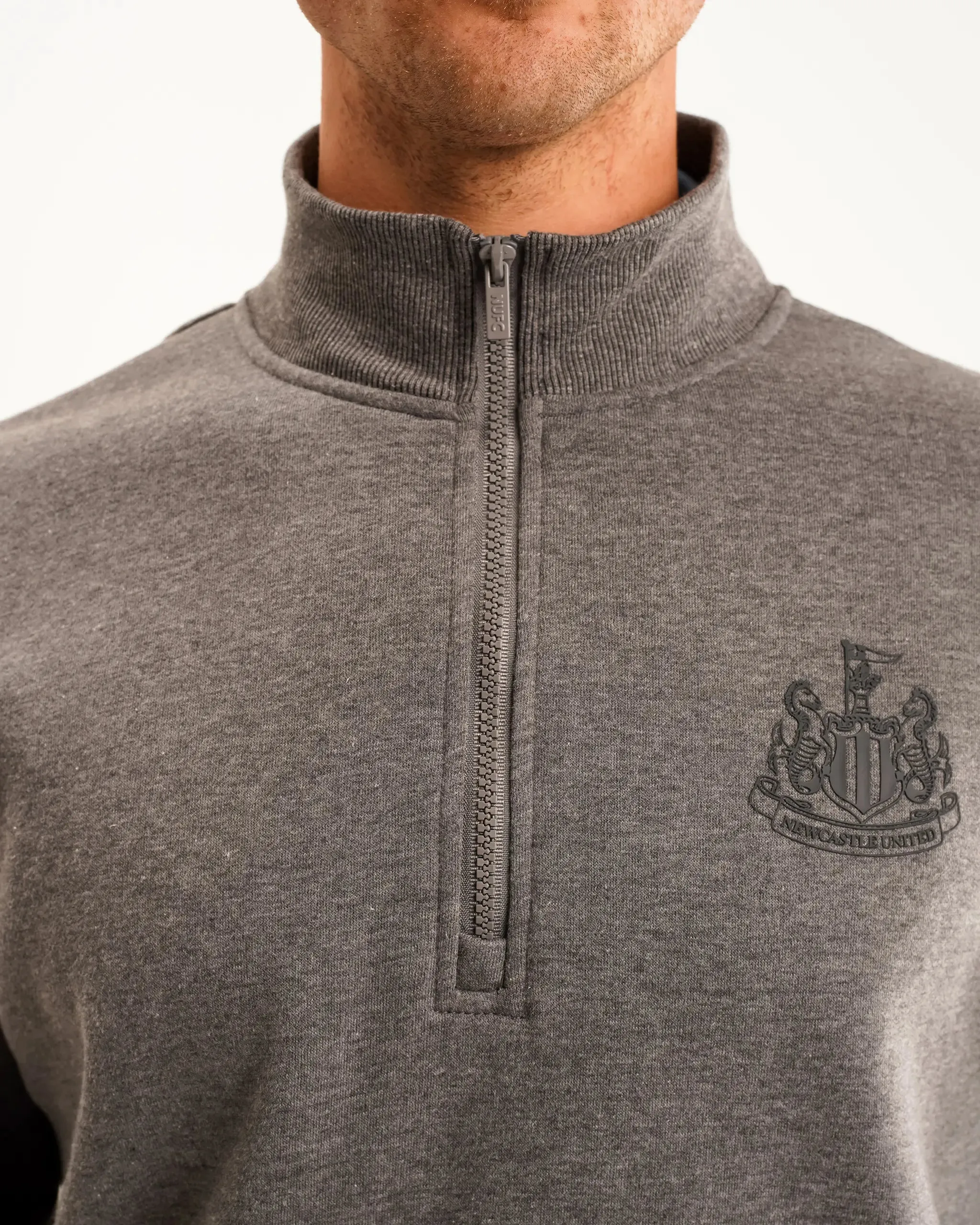 Moisture wicking Street Ready Newcastle United Men's Grey 1/4 Zip Sweatshirt