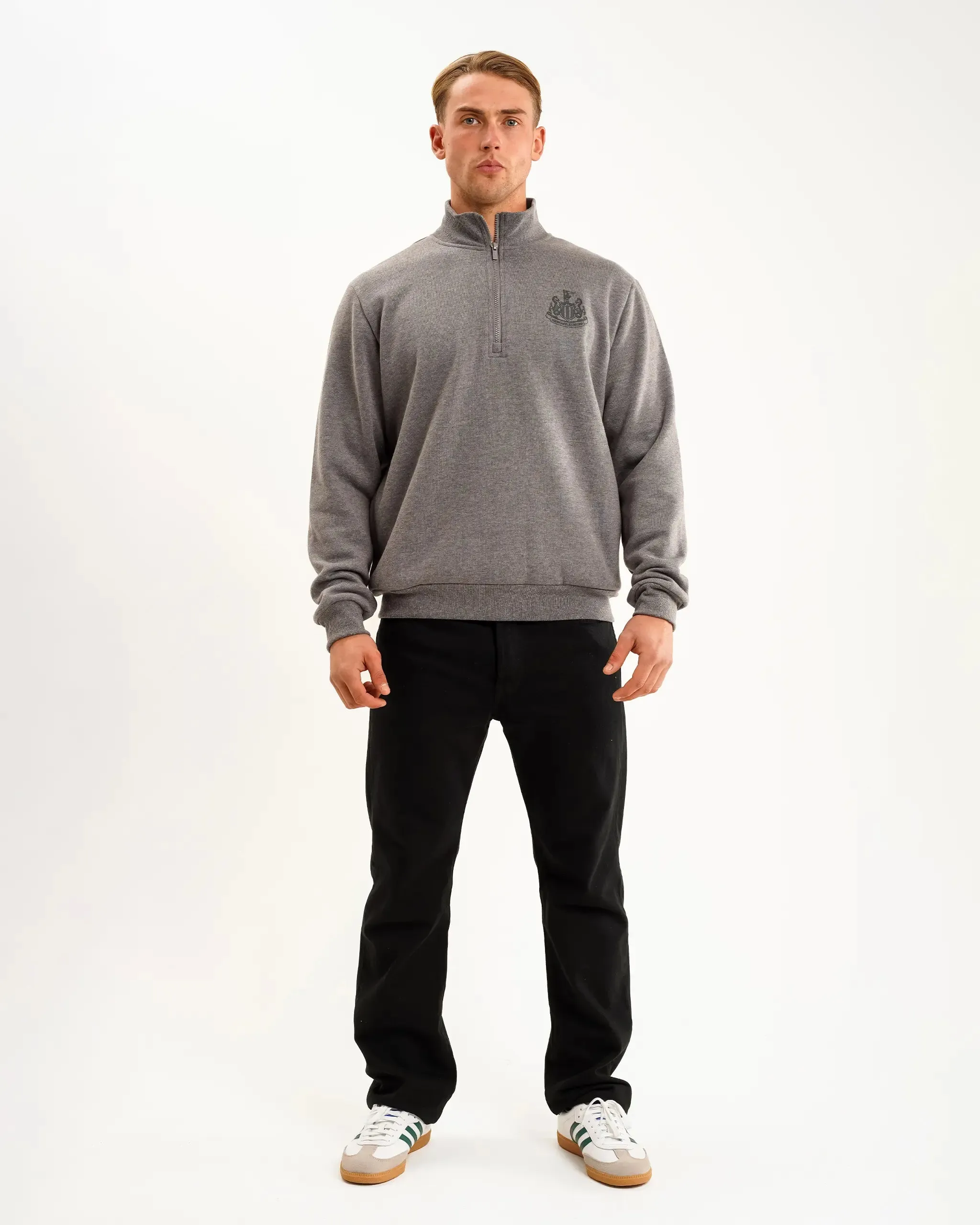 Lightweight Warmth Quick Fit Wear Newcastle United Men's Grey 1/4 Zip Sweatshirt