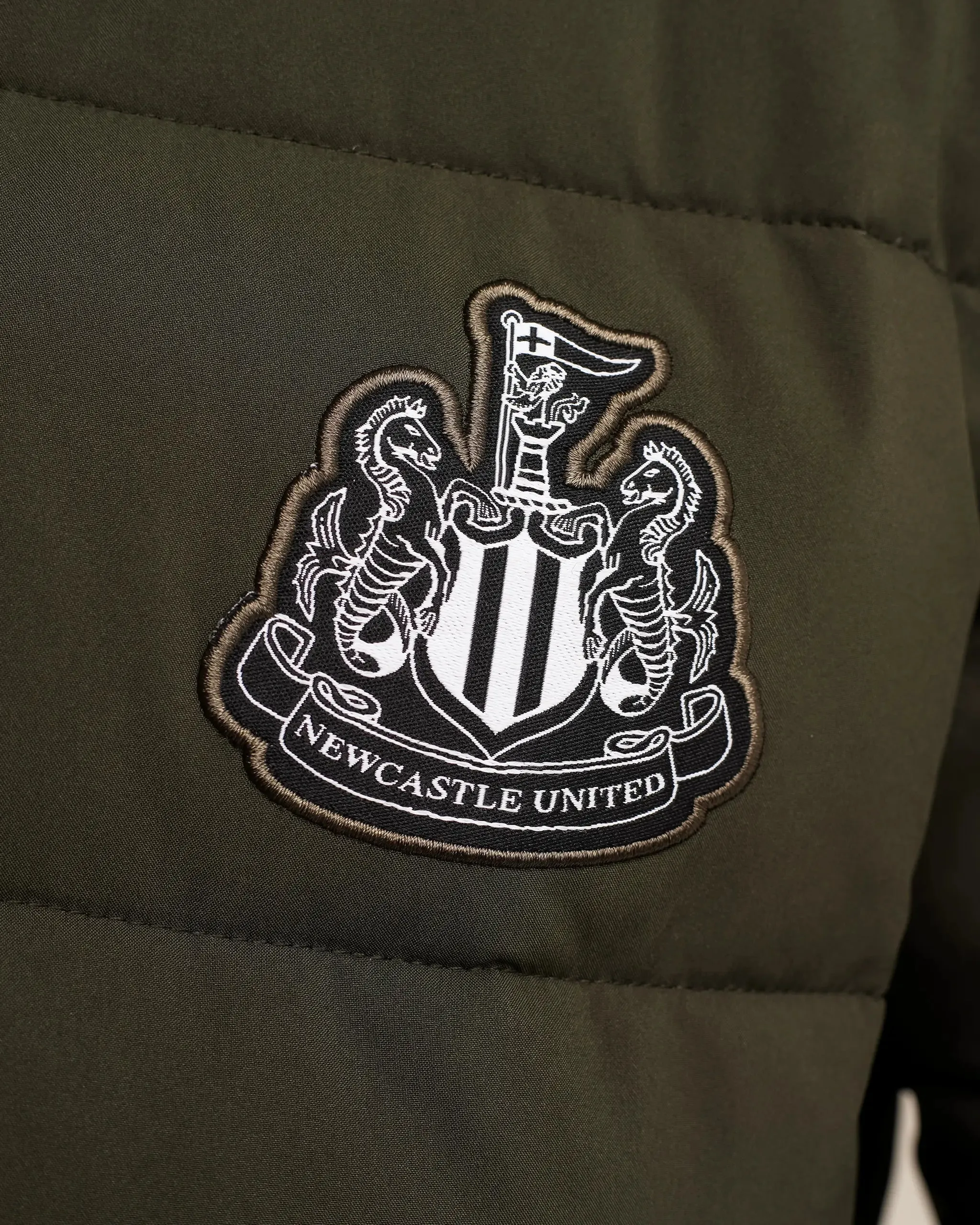 Newcastle United Men's Khaki Short Puffer Jacket Abrasion Resistant Surface Stretch Comfort