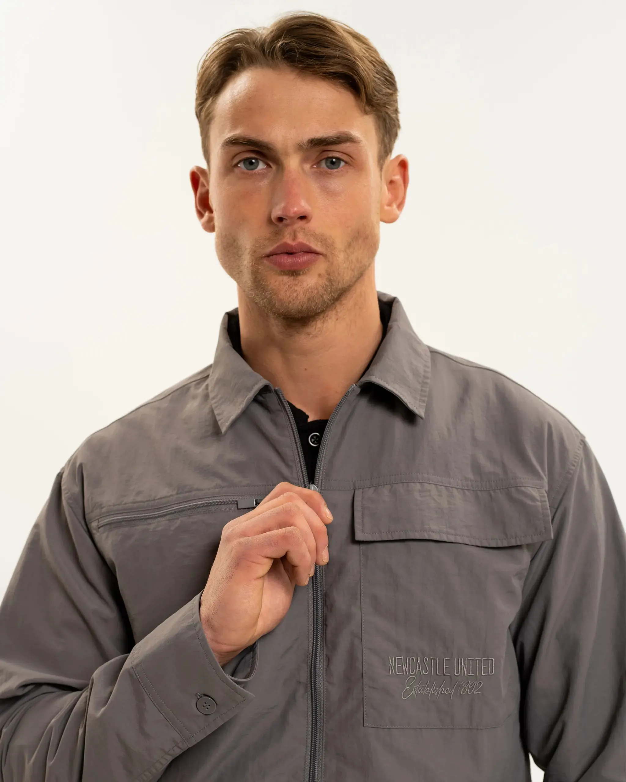 Newcastle United Men's Slate Nylon Overshirt Minimal Travel Look