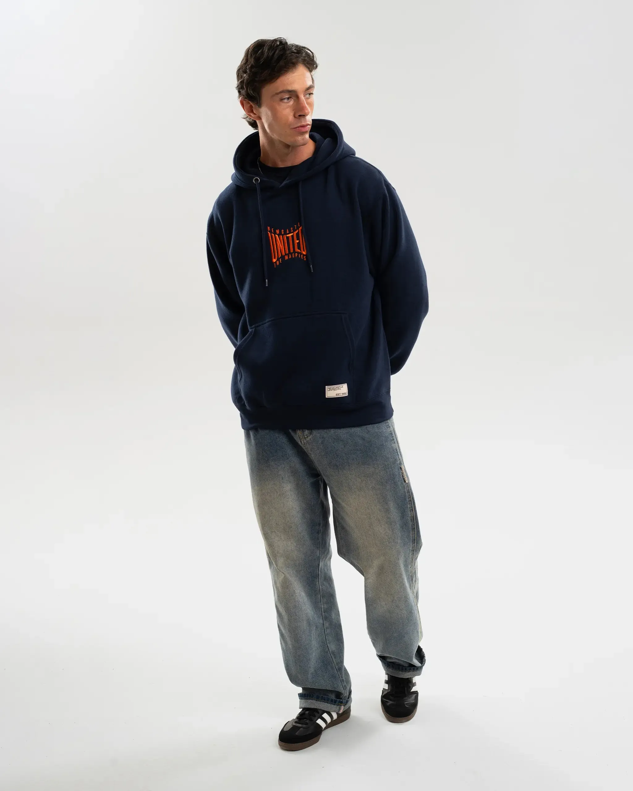 Comfort Knit Piece Drop Shoulder Cut Newcastle United Navy Hoodie
