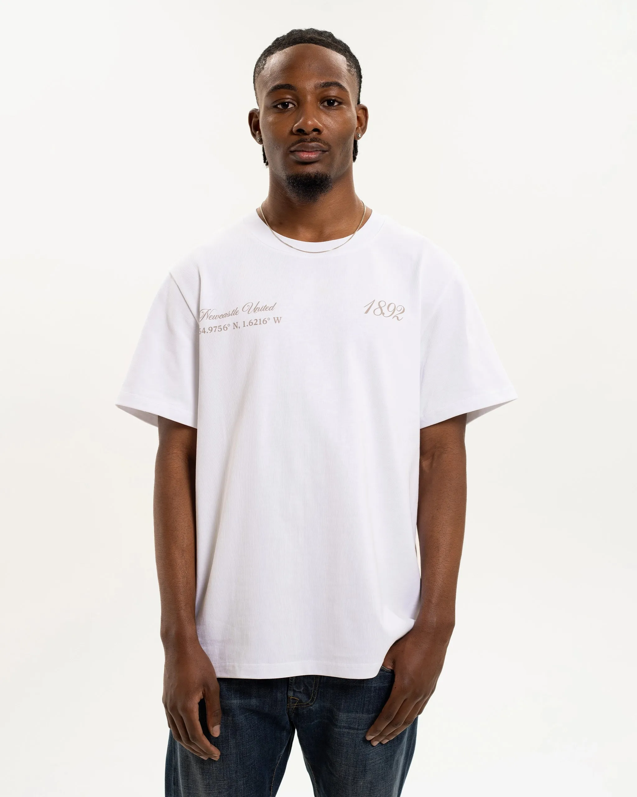 Newcastle United NUFC Retro Crest White T-Shirt Seasonal Trend