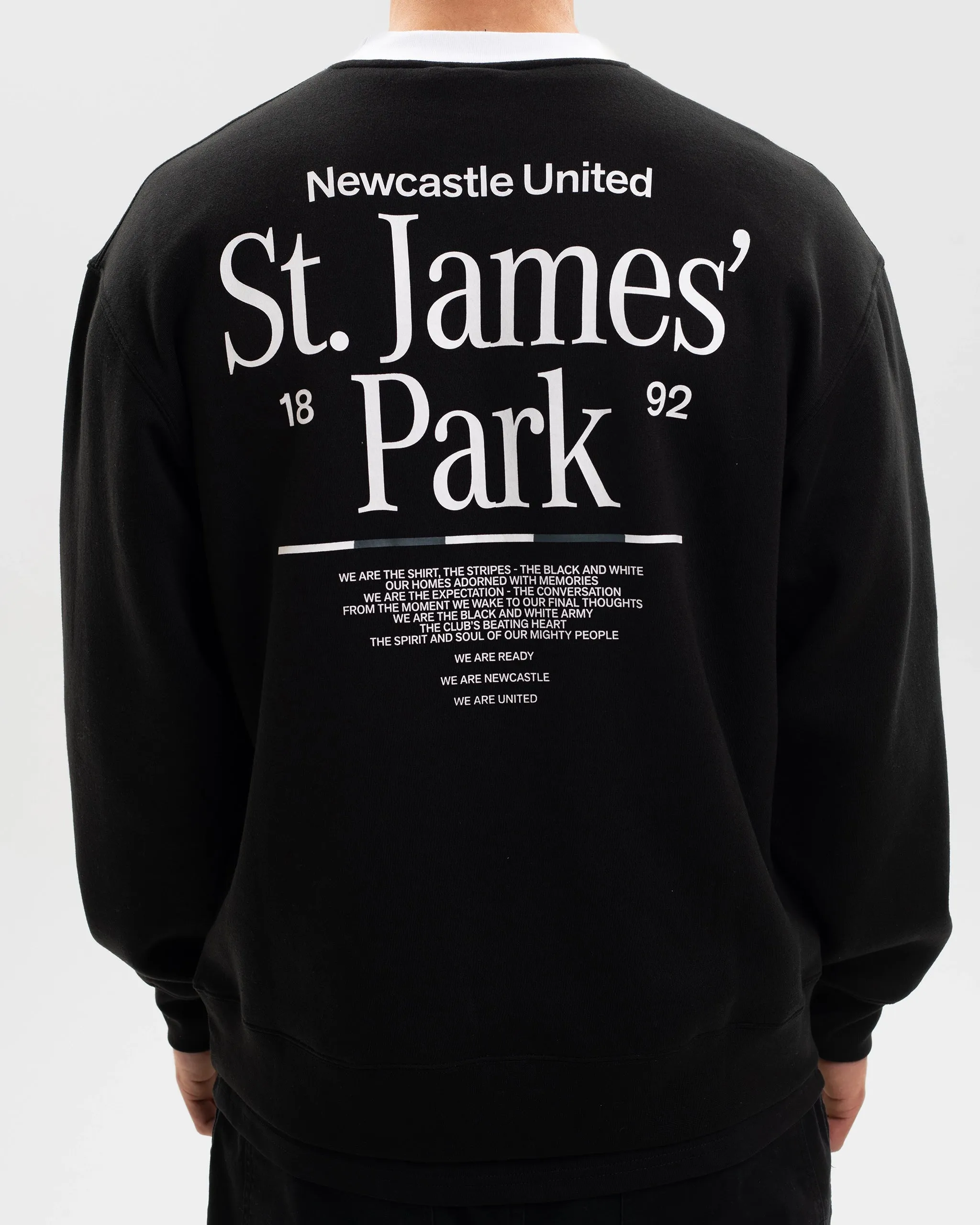 Newcastle United St. James' Park Black Graphic Sweater Timeless Knit Side Slit Design