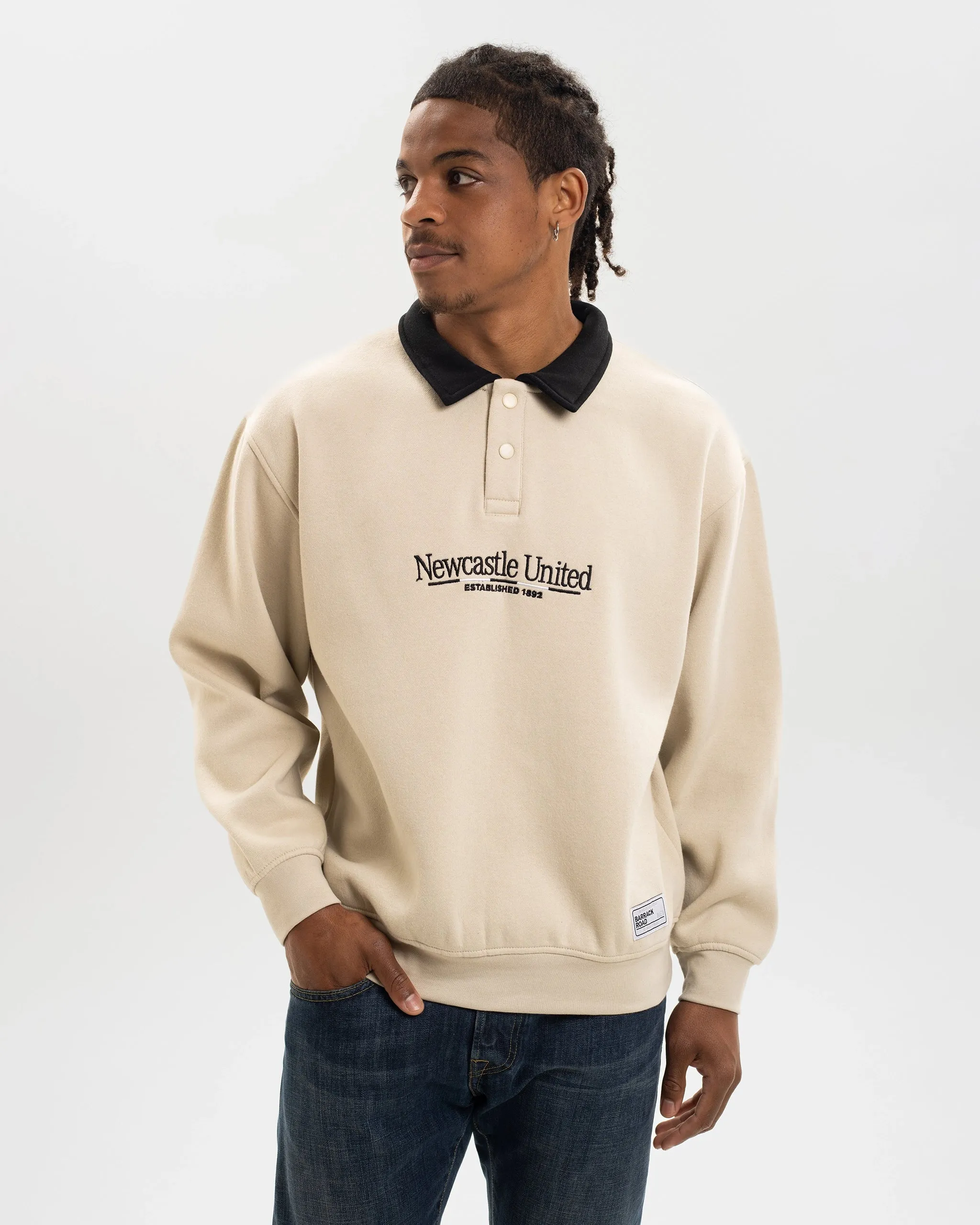 Newcastle United St. James' Park Stone Graphic Collared Sweater Flexible Fabric